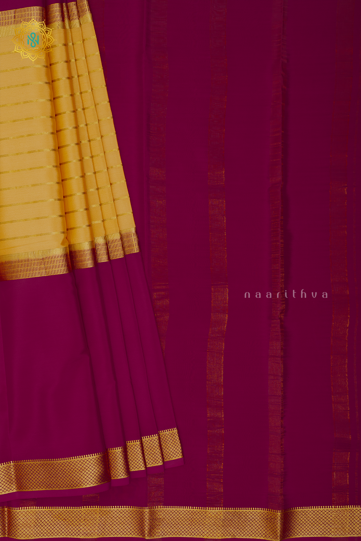 LIGHT BISCUIT WITH PINK - PURE MYSORE CREPE SILK