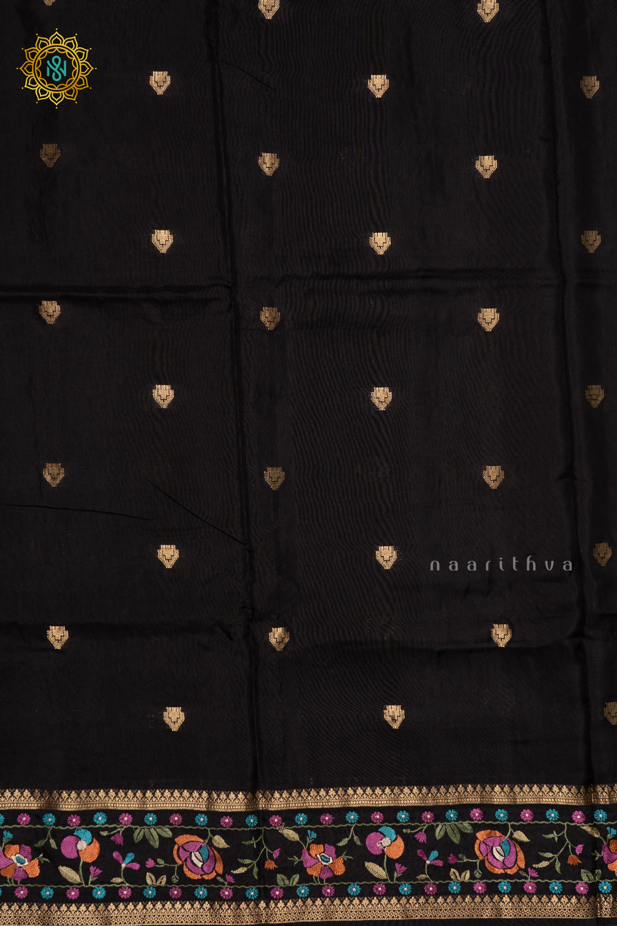 BLACK - SEMI CREPE SILK WITH EMBROIDERY