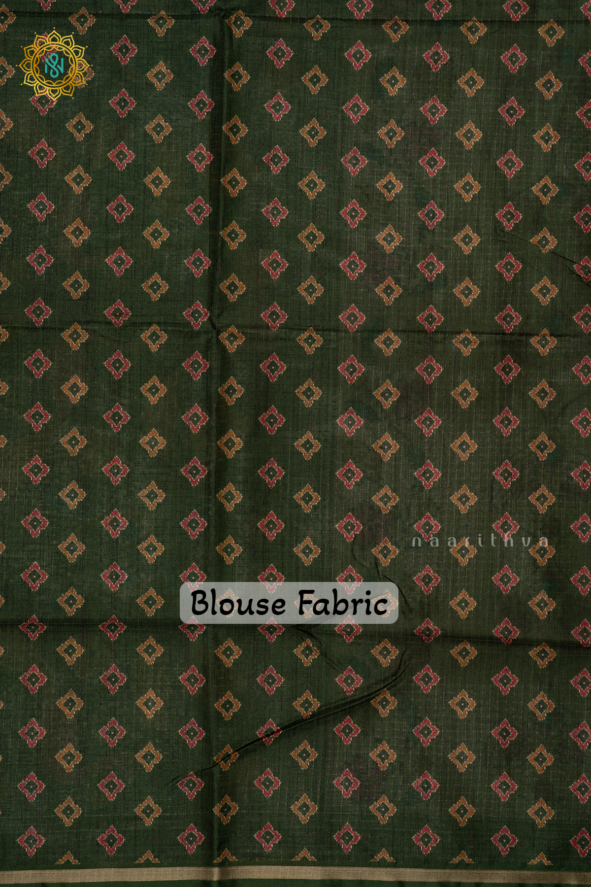 OFF WHITE WITH GREEN - SEMI TUSSAR SILK SAREE PRINTED BODY WITH CONTRAST BORDER