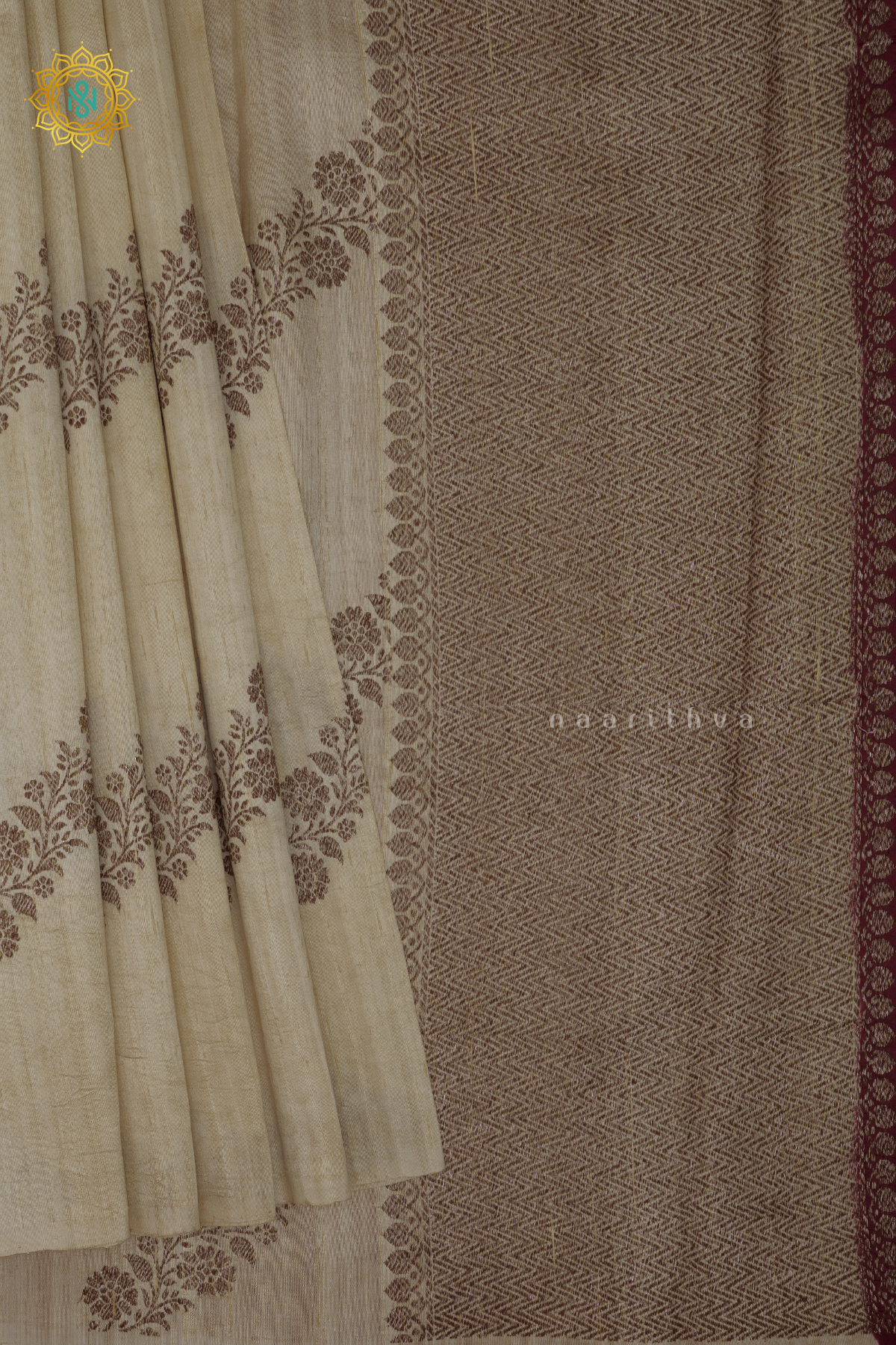 OFF WHITE WITH RED - PURE BANARASI RAW SILK