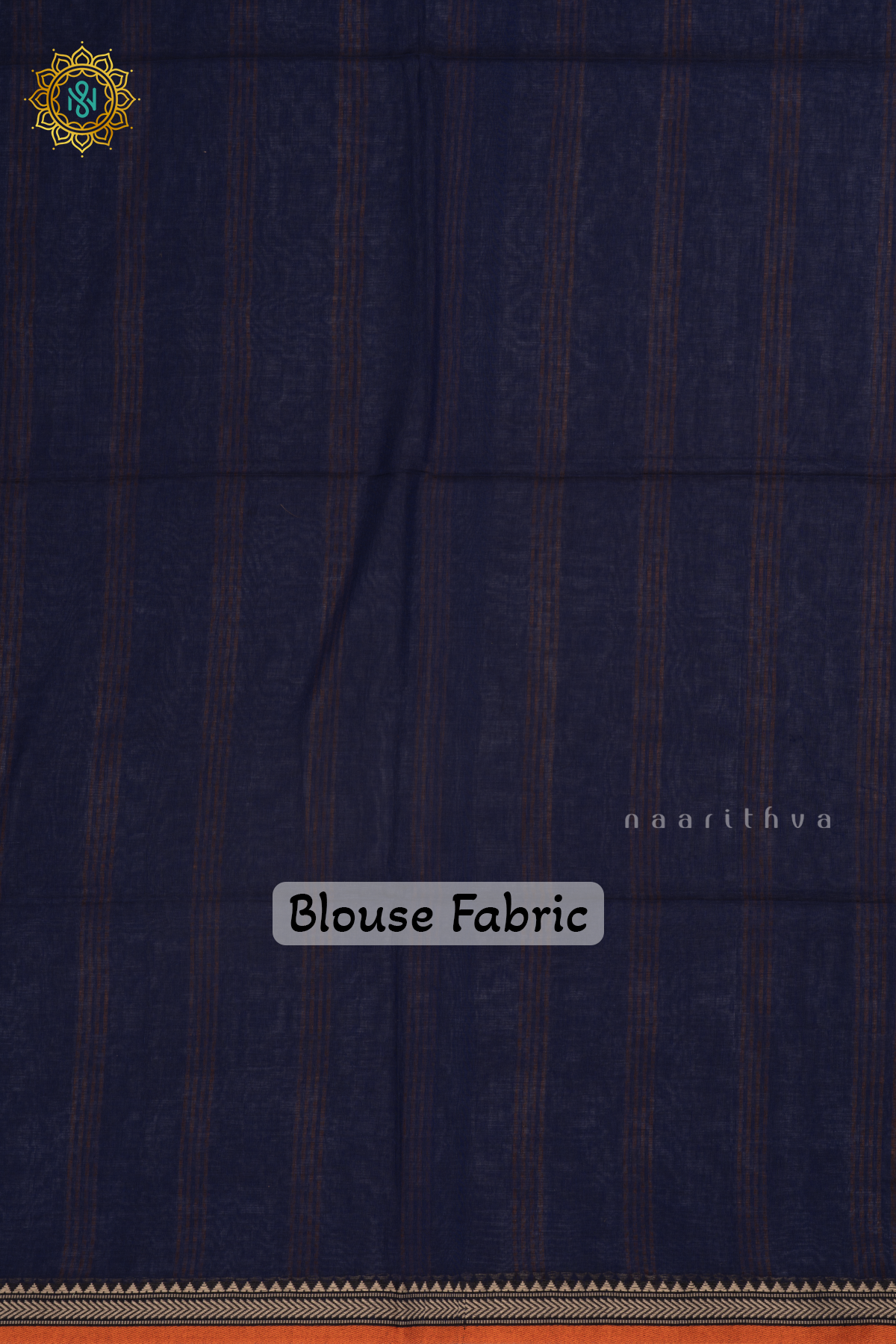 Rust orange With Blue Mul Cotton Plain Body With Thread Woven Border