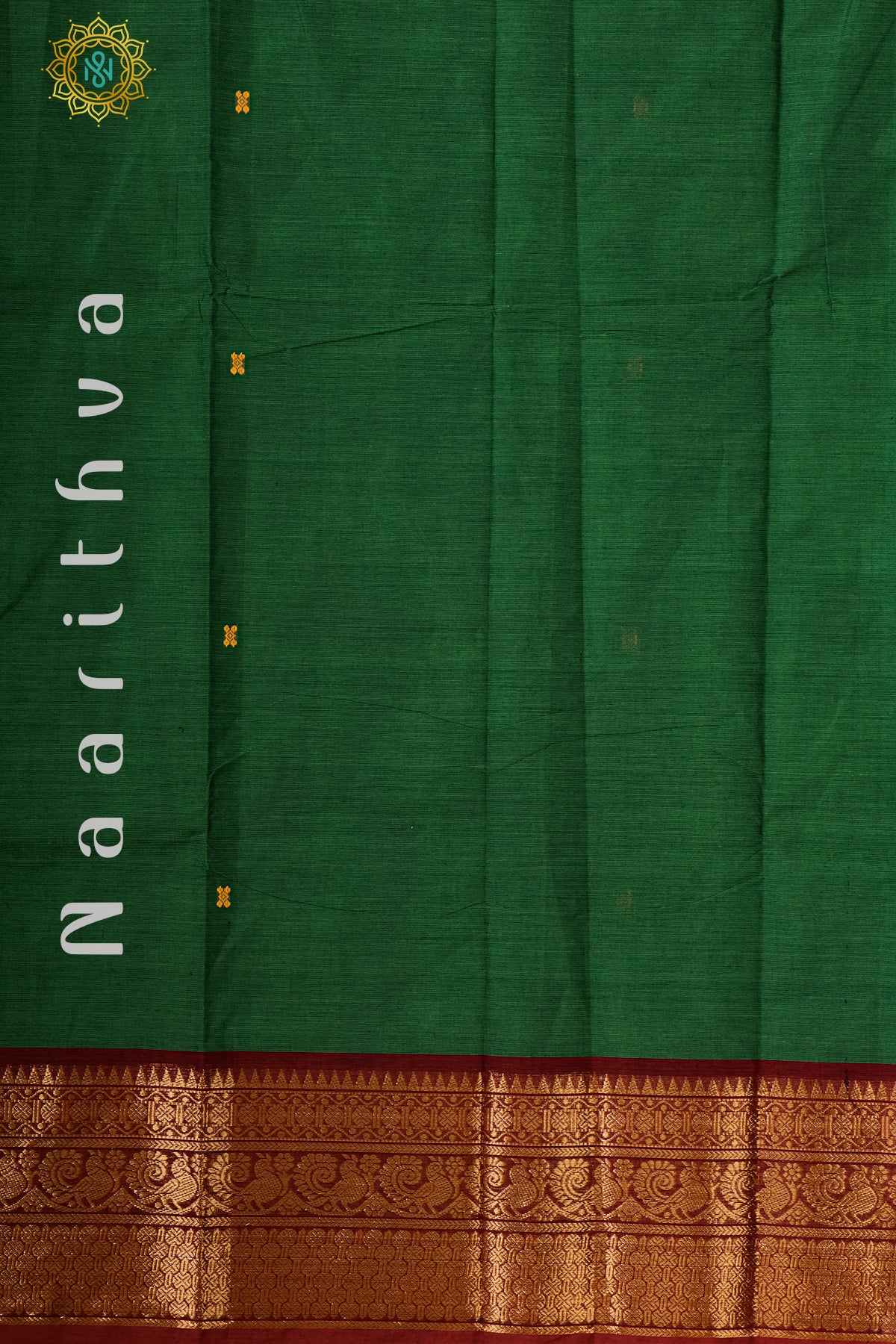 GREEN WITH MAROON - CHETTINAD COTTON