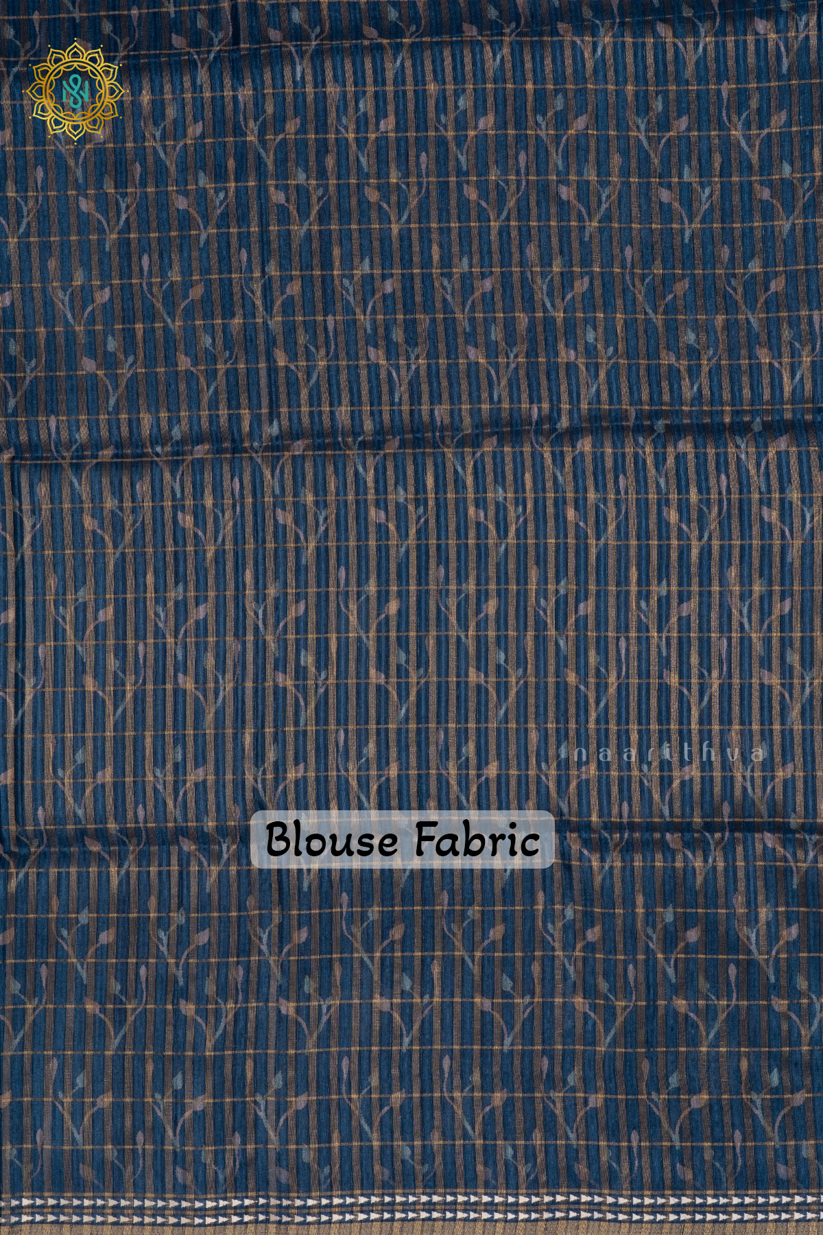 Peacock Blue - Kotha Tussar Saree With Printed And Zari Checks Body, Thread Woven Border