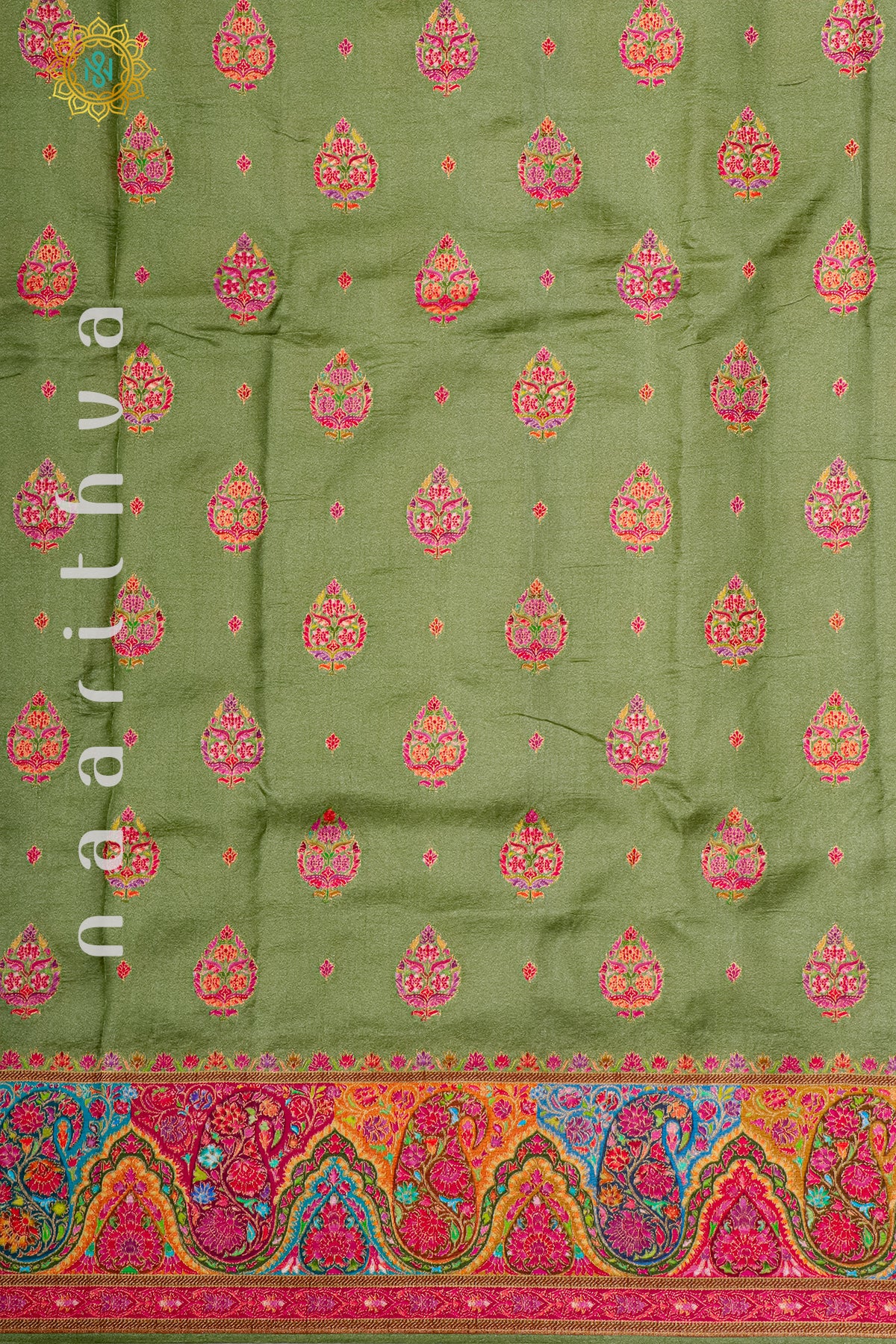 PISTA GREEN WITH PINK - DOLA SILK