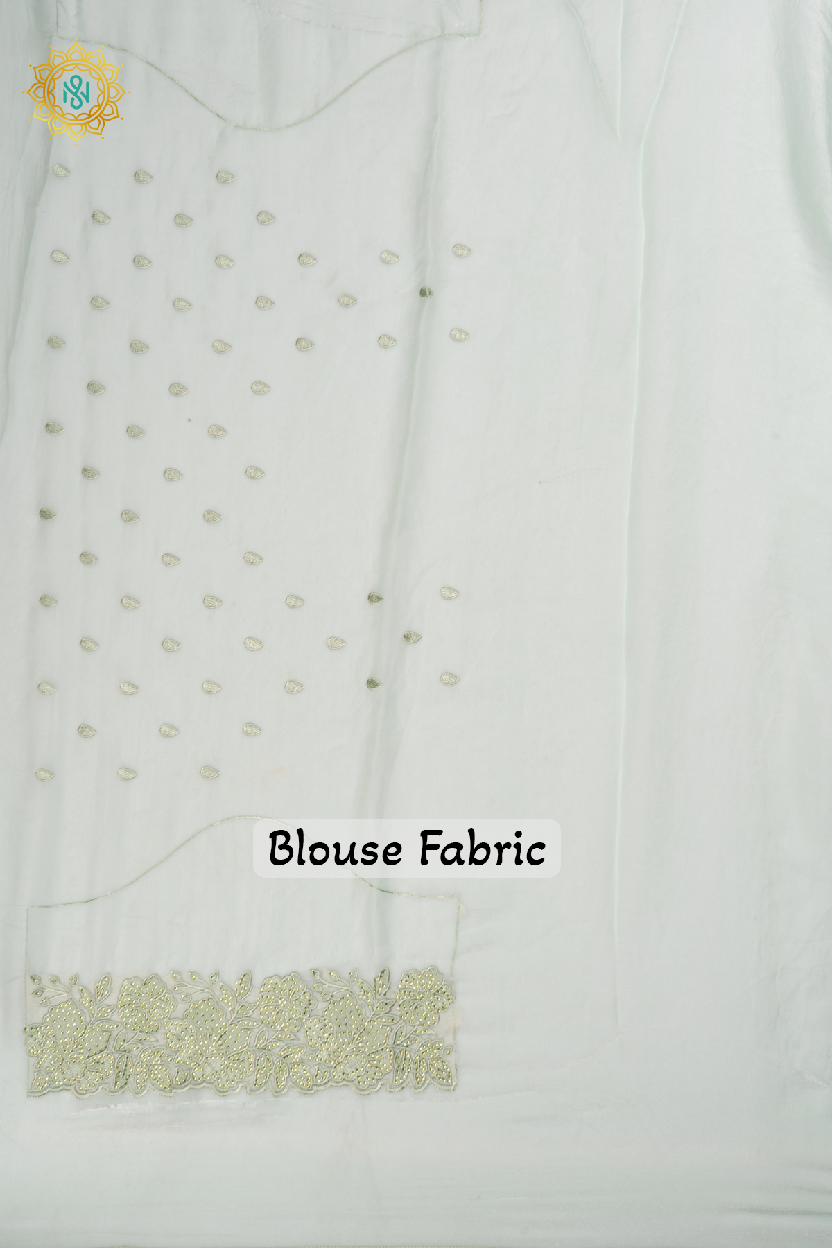 Pista Green - Tissue Organza Saree with Allover Plain Body with Thread Work and Stone work border