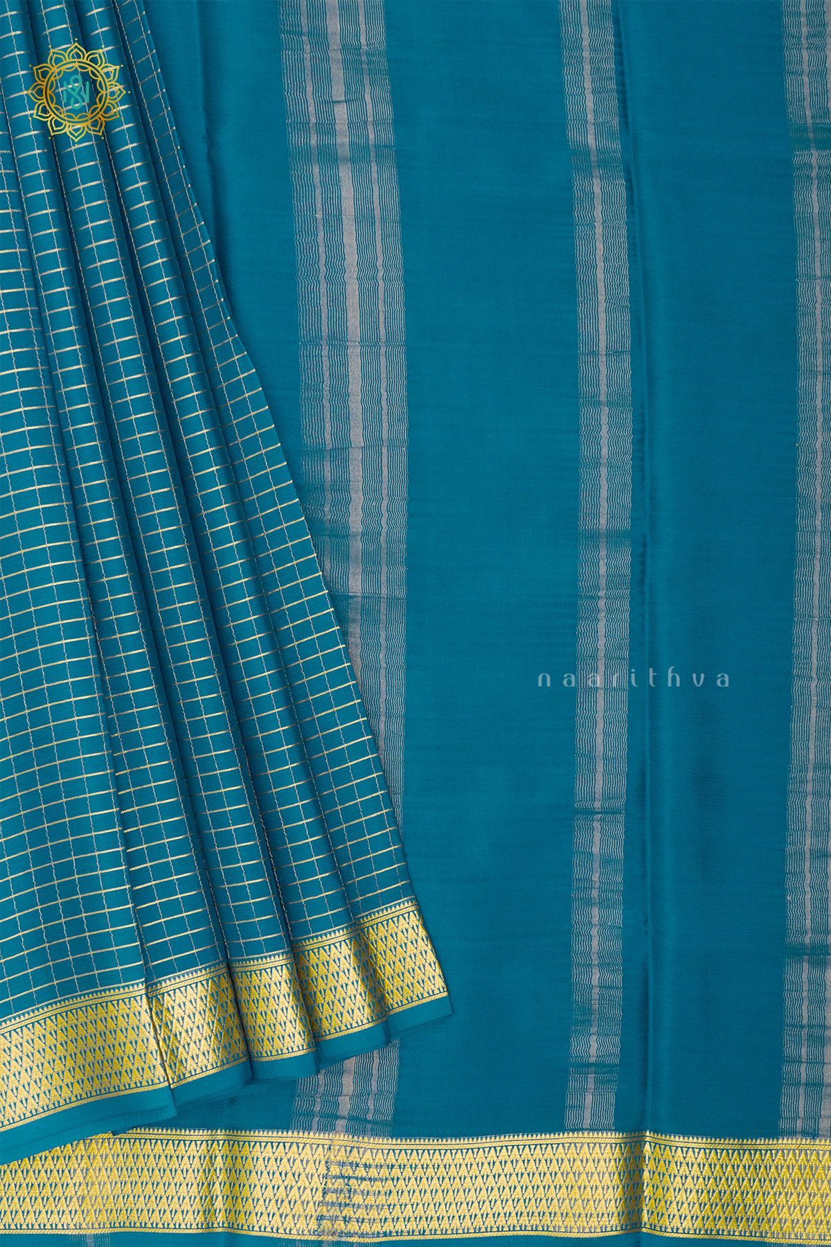 TEAL BLUE - PURE MYSORE CREPE SILK
