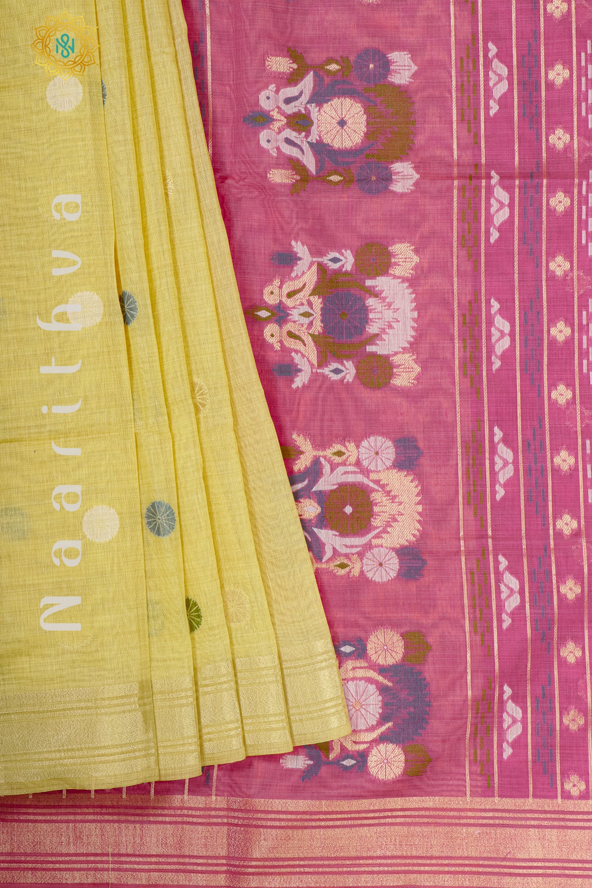 YELLOW WITH PINK - MOONGA COTTON
