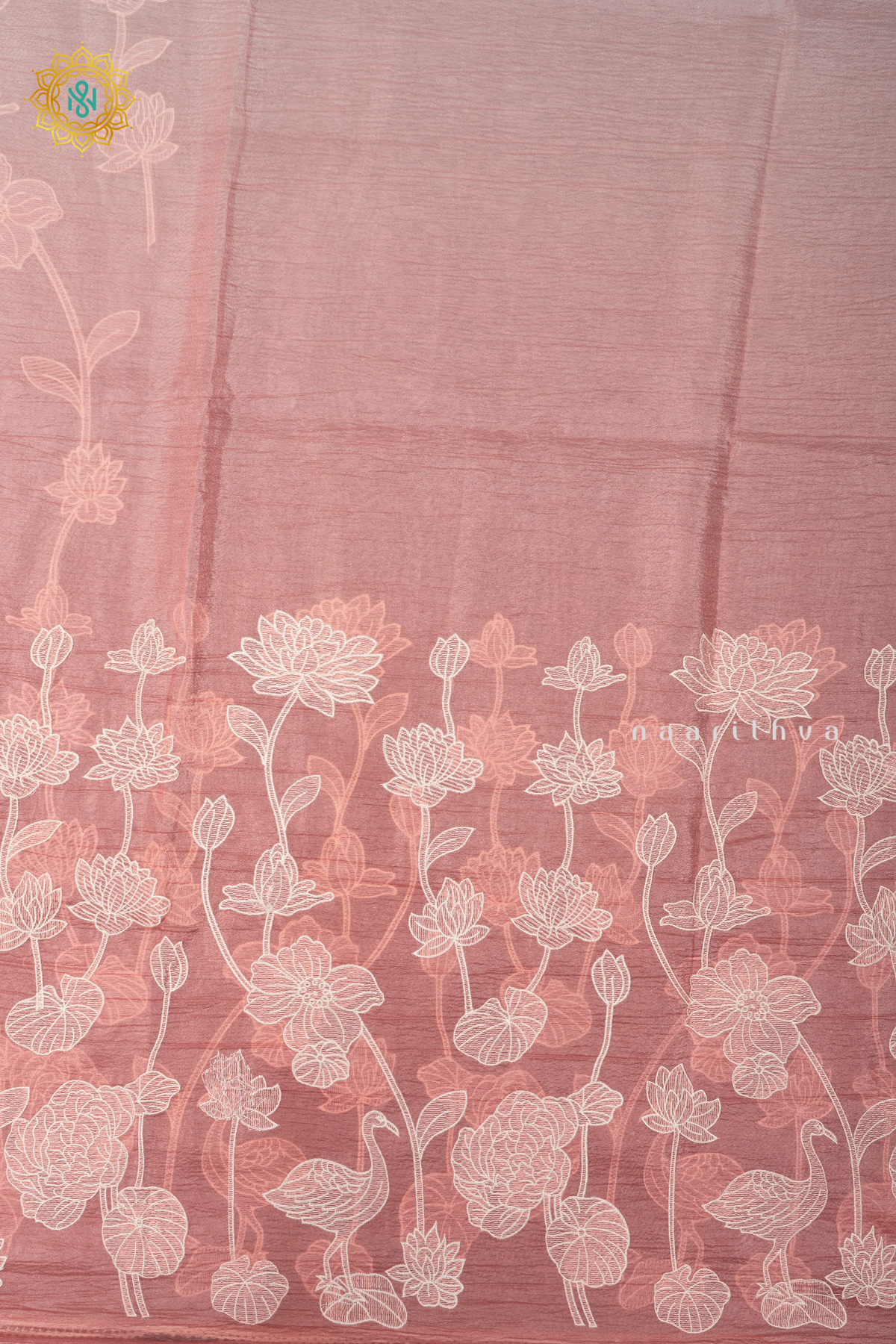 DARK PEACH - CRUSH TISSUE WITH EMBROIDERY