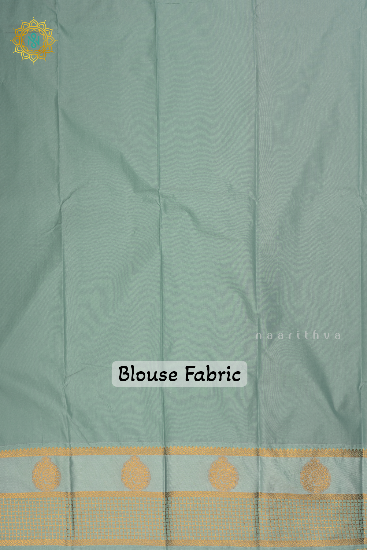 Brown With Light Blue Semi Kanchi Saree With Zari Buttas All Over And Contrast Zari Border