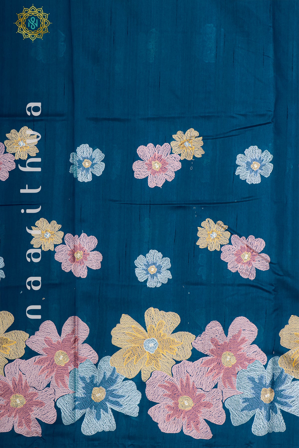 BLUE - SEMI TUSSAR SILK WITH EMBROIDER