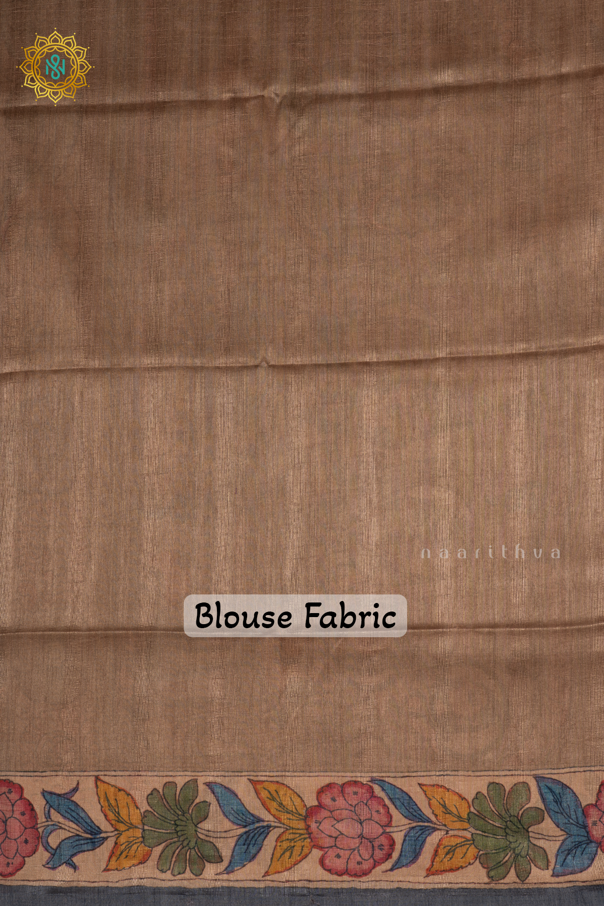Light Blue With Beige - Semi Gicha Tussar Saree Allover Kalamkari Printed Body With Pallu And Blouse