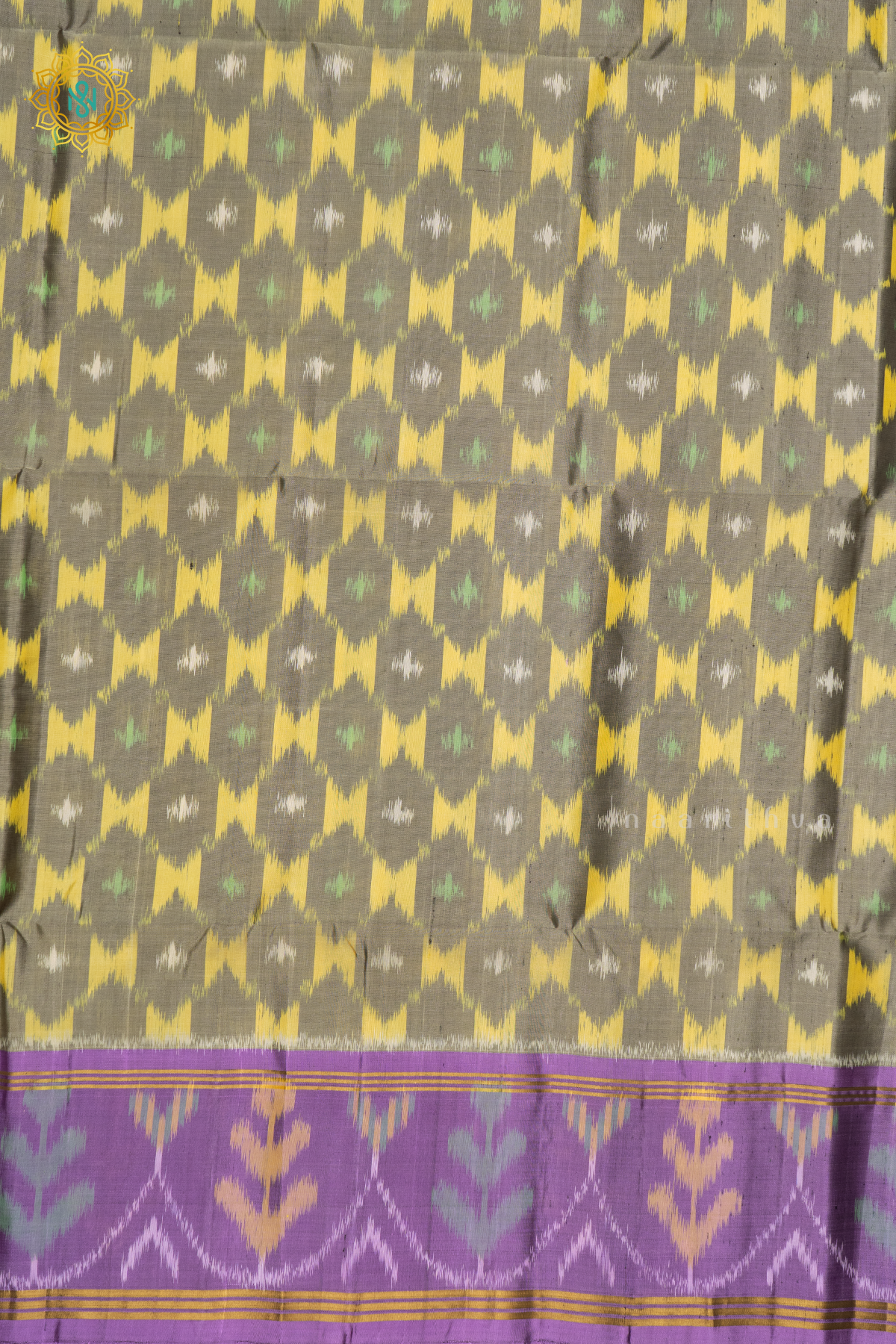 GREY WITH LAVENDER - PURE KANJIVARAM IKAT SOFT SILK