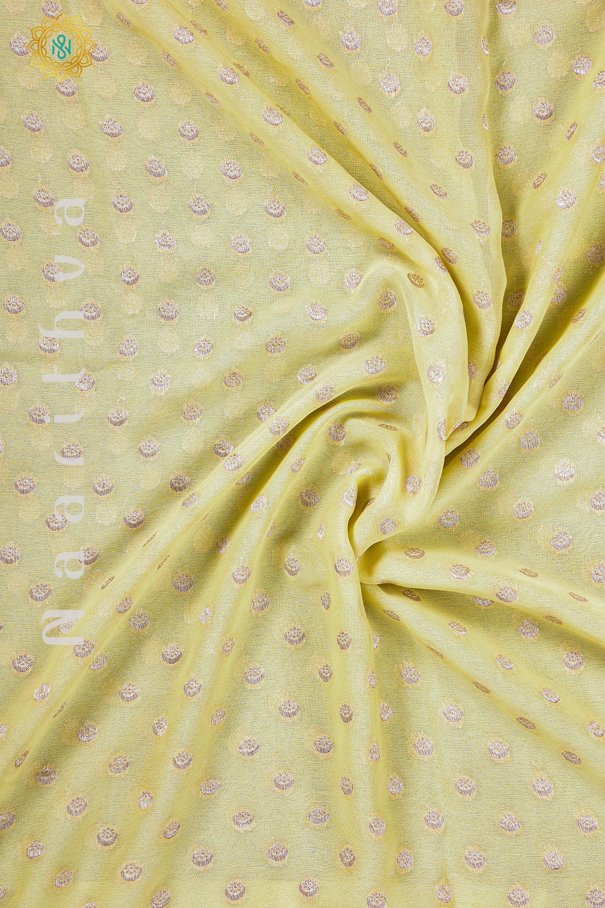 LIGHT YELLOW - PURE HANDLOOM KHADDI GEORGETTE BANARAS