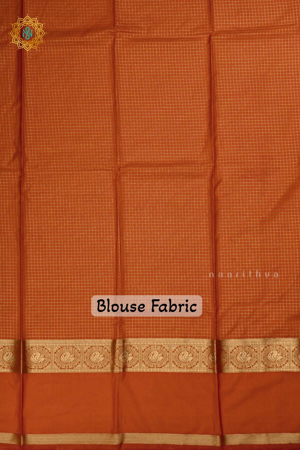 Rust Orange with Brown - Semi Crepe Silk Saree with Allover Plain Body with Contrast Zari Border, Pallu and Blouse