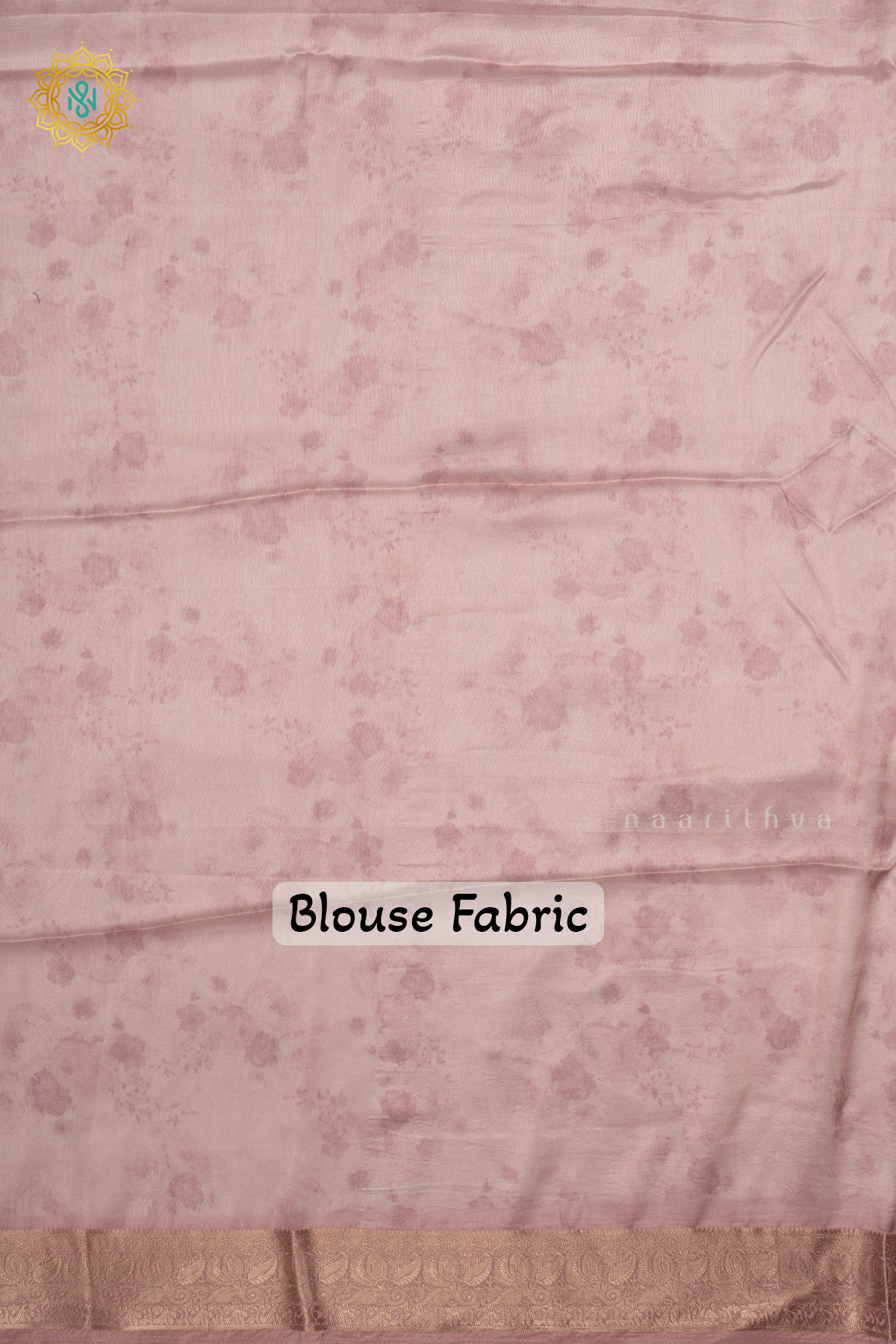 Light Pink Organza Crepe Saree With Floral Prints On The Body And Zari Border