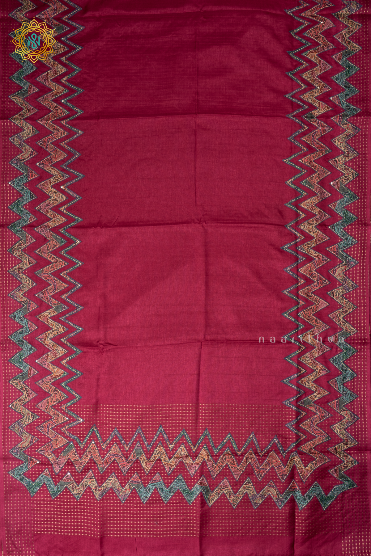 Pink Semi Tussar Silk With Applique & Katha Work Saree