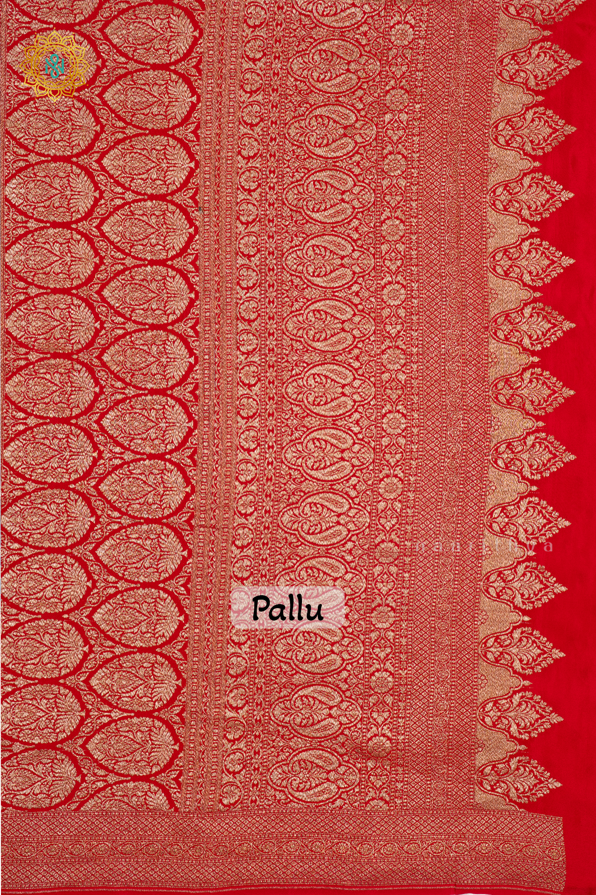 BLUE WITH RED - PURE BANARASI CREPE SILK