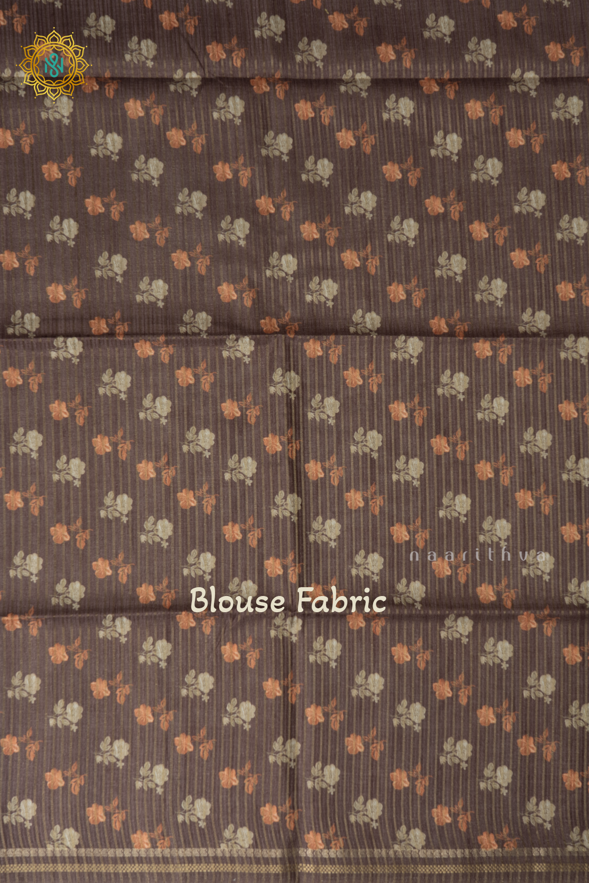 Brown Semi Tussar Silk Saree With Vertical Stripes & Contrast Pallu