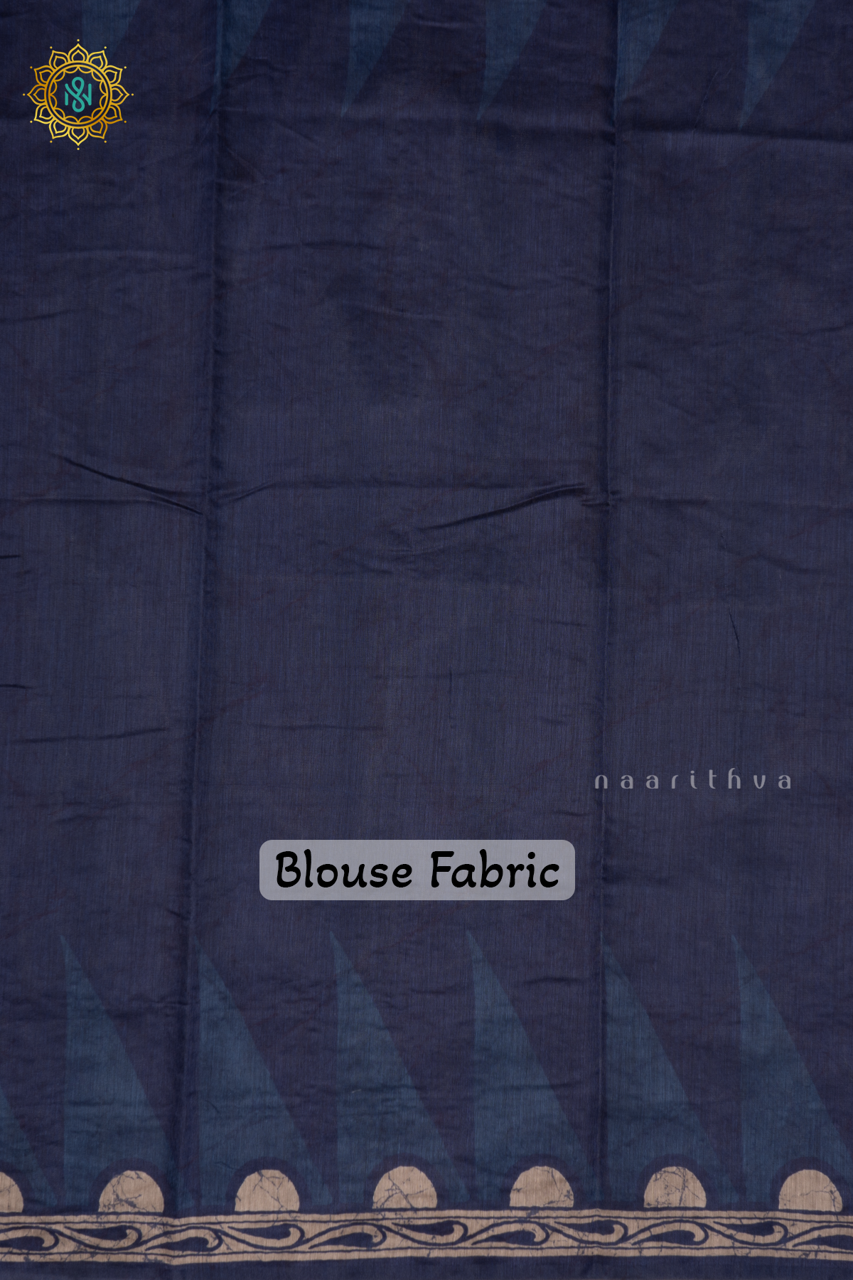 Indigo Chanderi Cotton Saree With Printed Body And Katha Work All Over