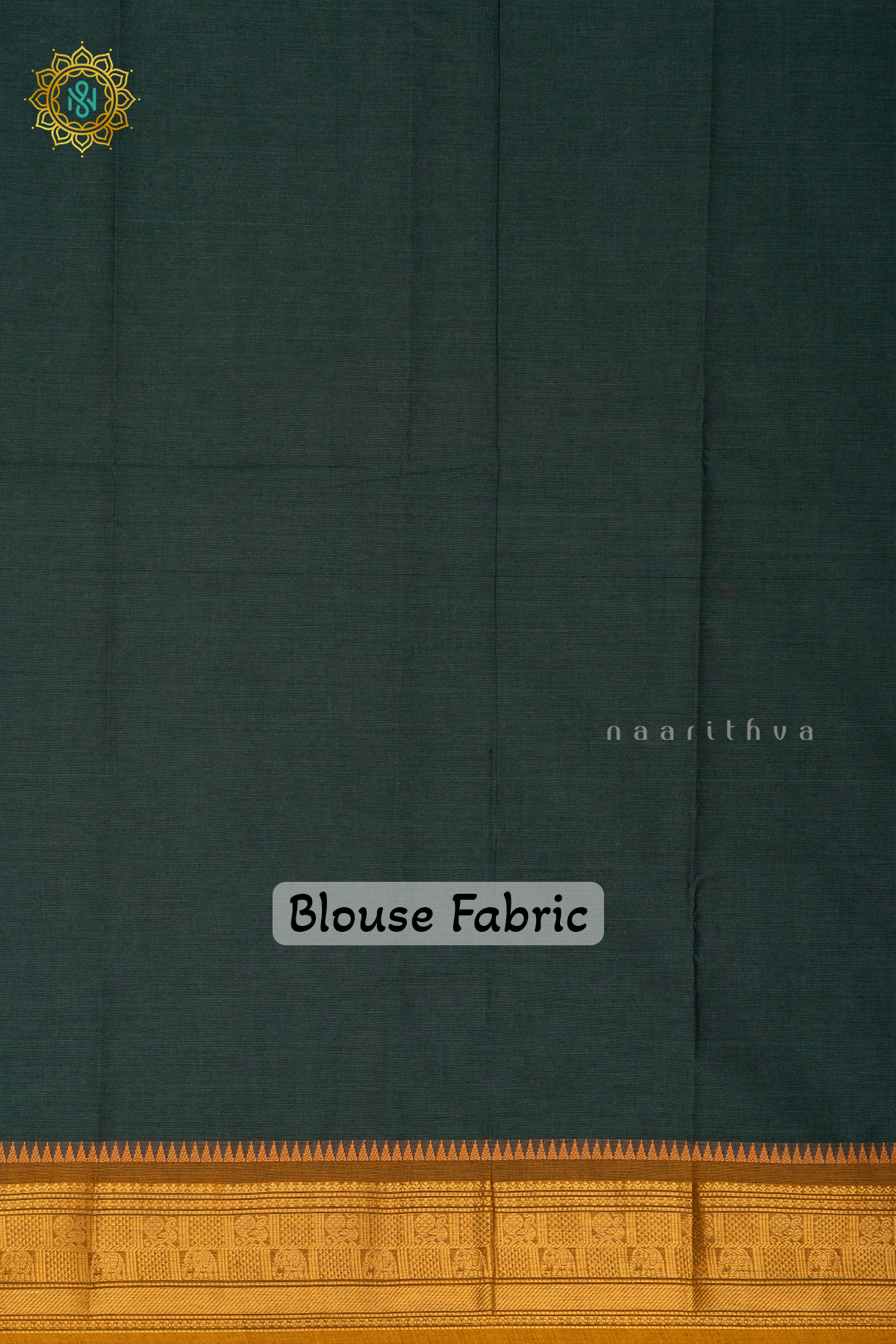 BOTTLE GREEN WITH MUSTARD & MAGENTA - CHETTINAD COTTON