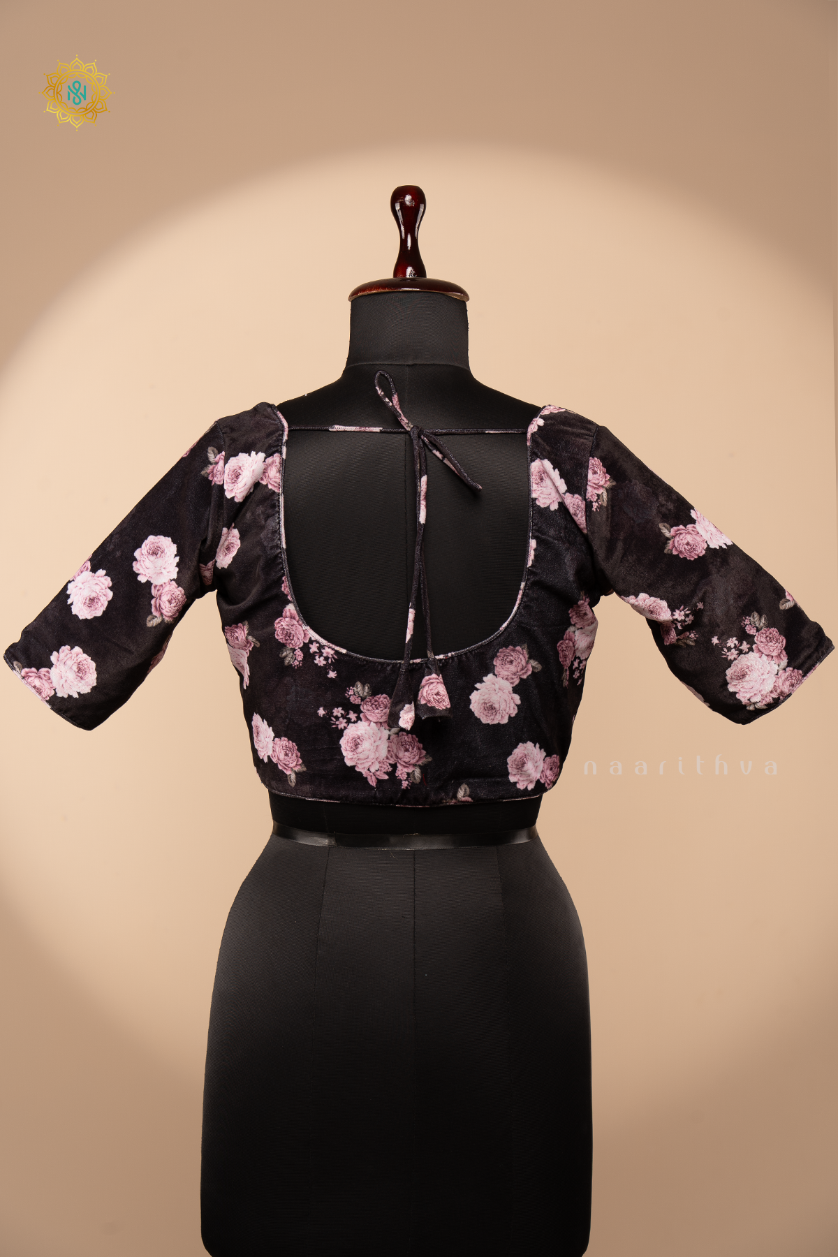 BLACK - VELVET READYMADE BLOUSE DIGITAL PRINTS