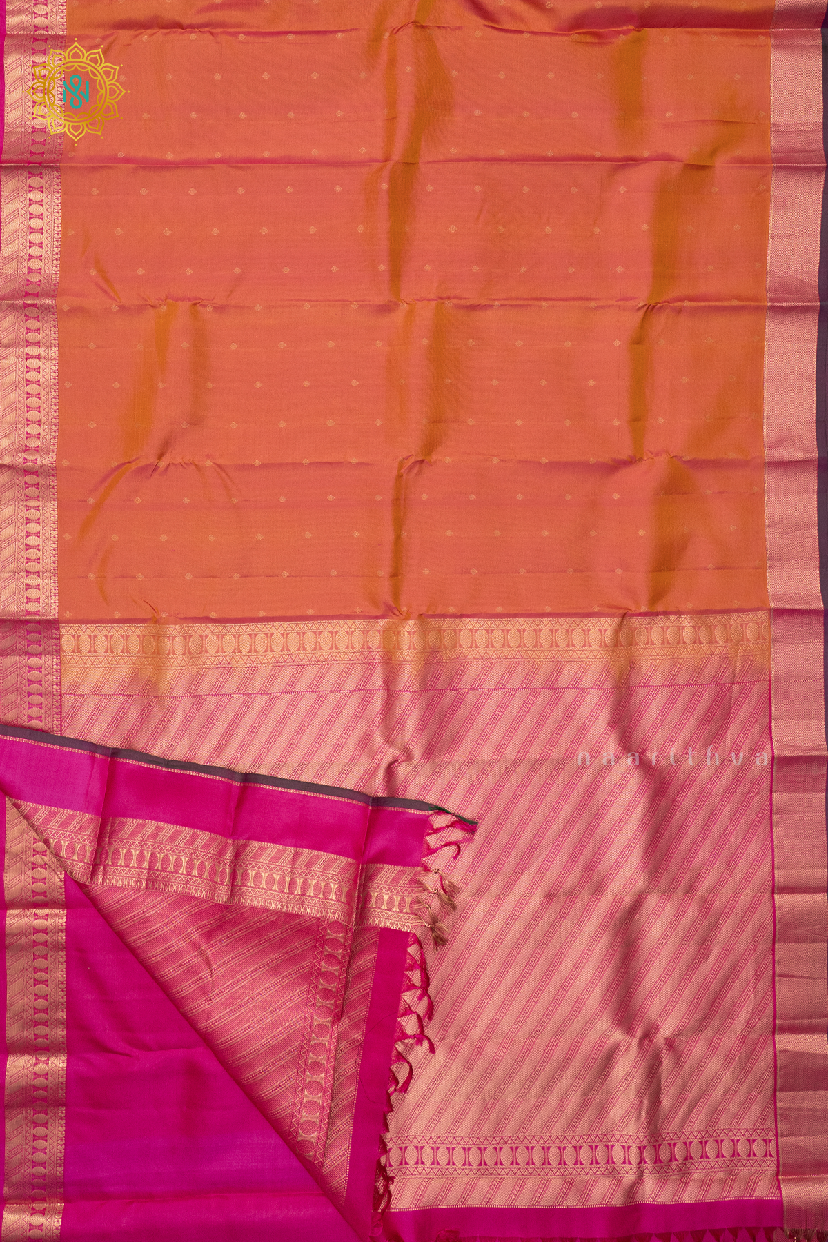 ORANGE WITH PINK - PURE KANJIVARAM SILK