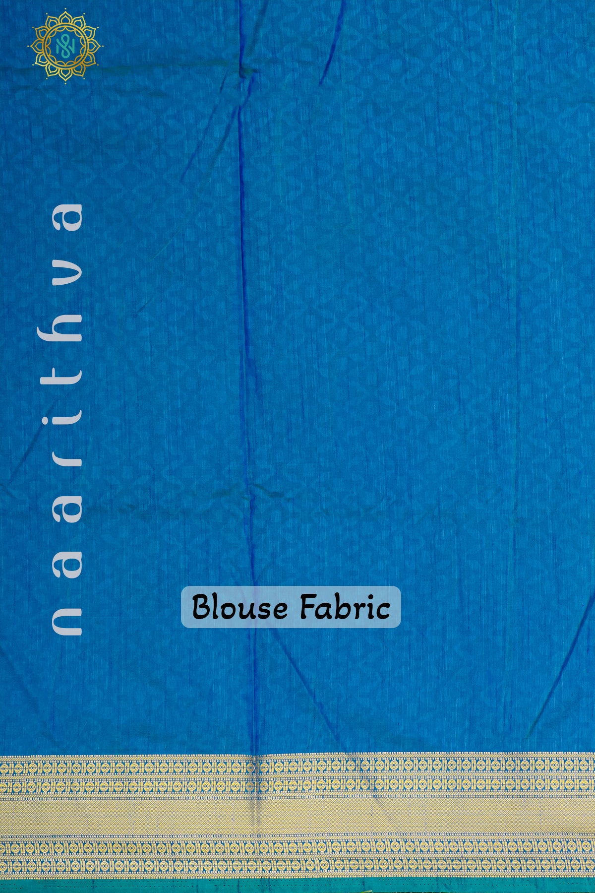 GREEN WITH SKY BLUE - SEMI CREPE SILK