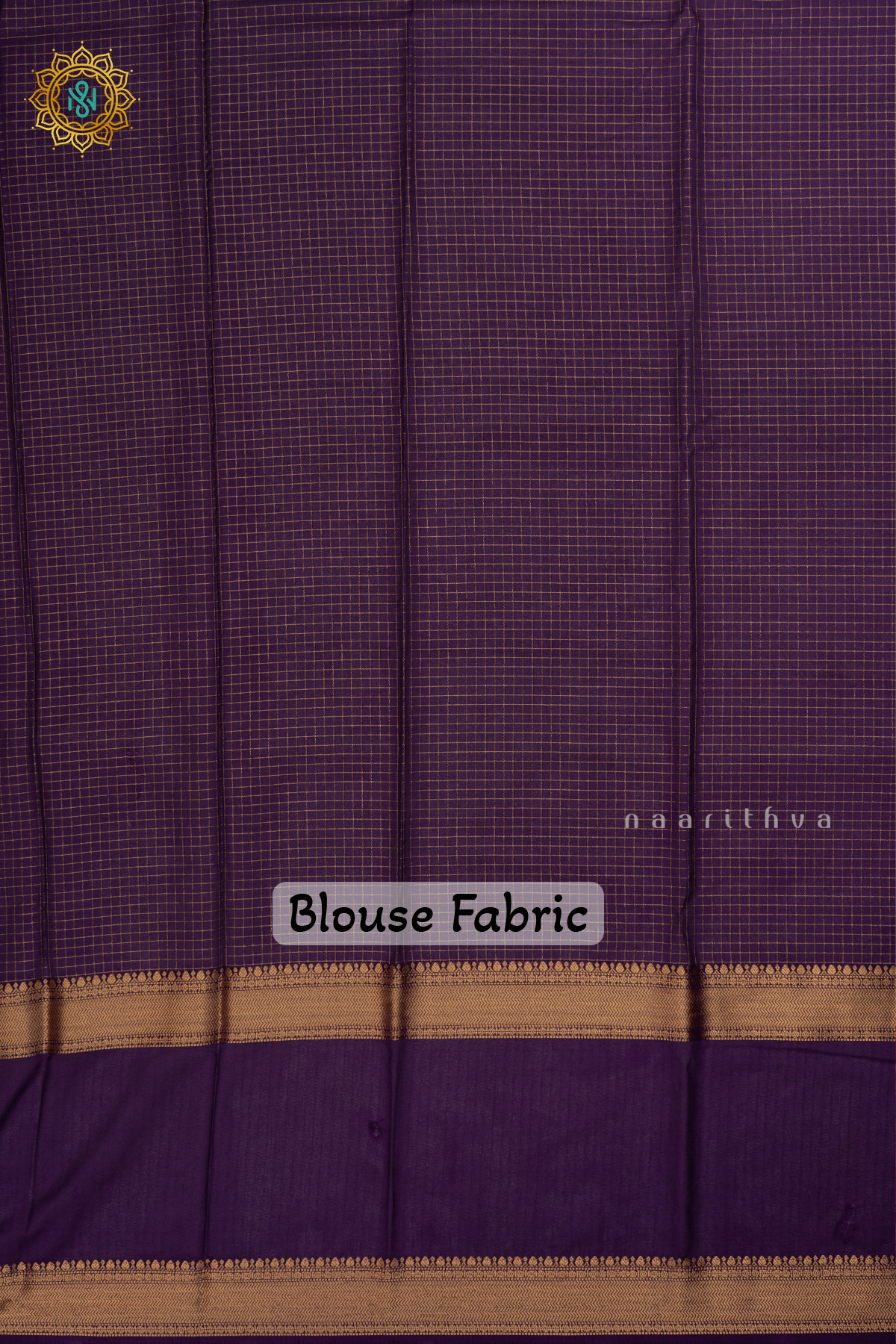 Semi Mysore Crepe Silk Saree with All-Over Zari Checks and Buttas and a Contrast Zari Gap Border