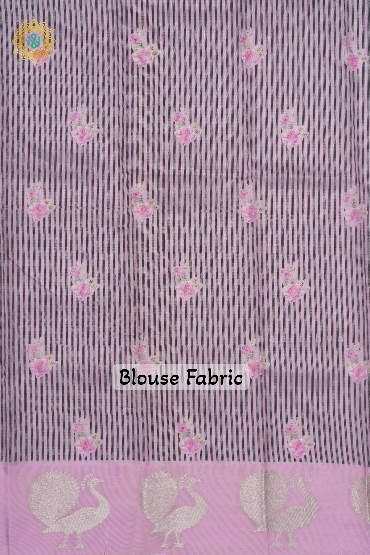 BLACK WITH PINKISH LAVENDER - SEMI CREPE SILK