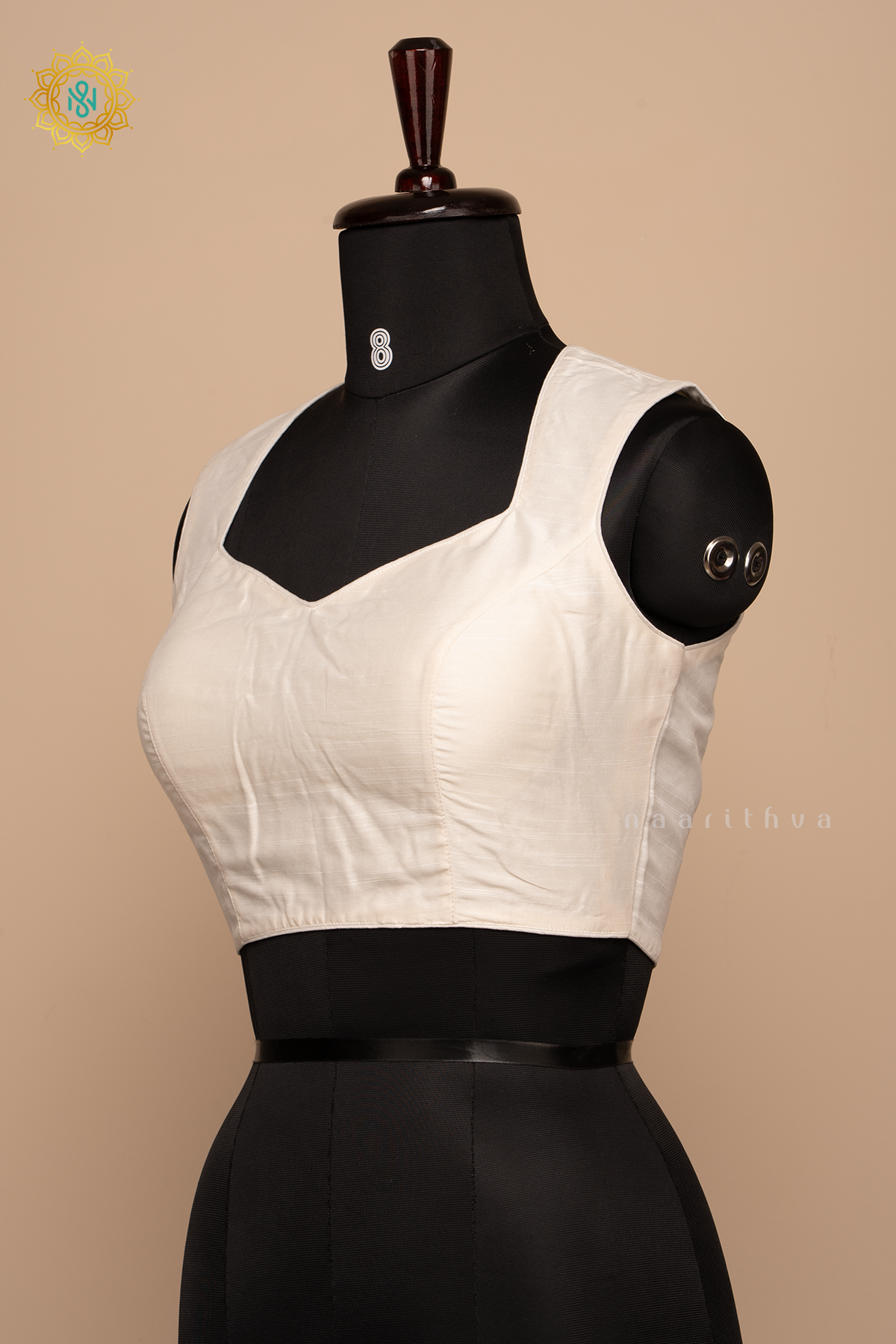 White - Plain Raw Silk Sleeveless Readymade Blouse
