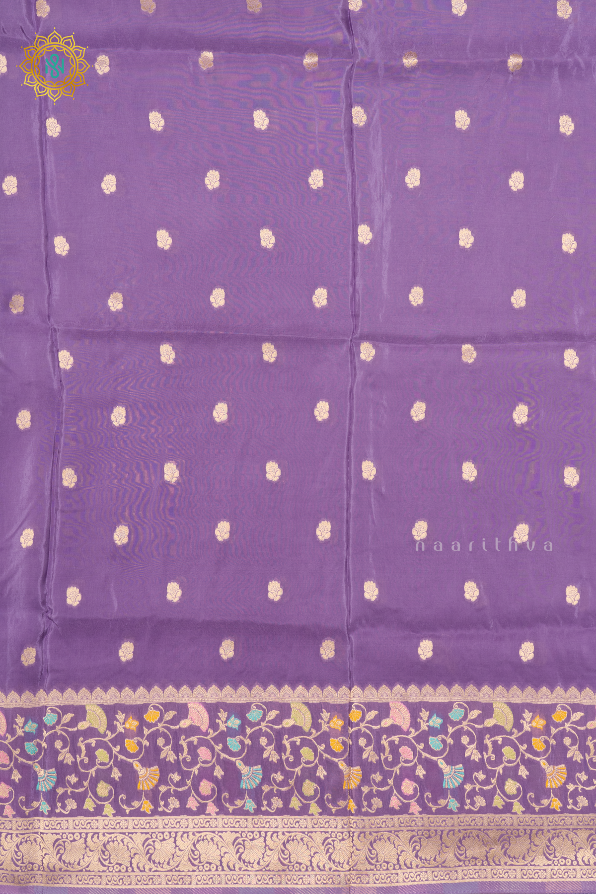 LAVENDER WITH PURPLE - SATIN CREPE