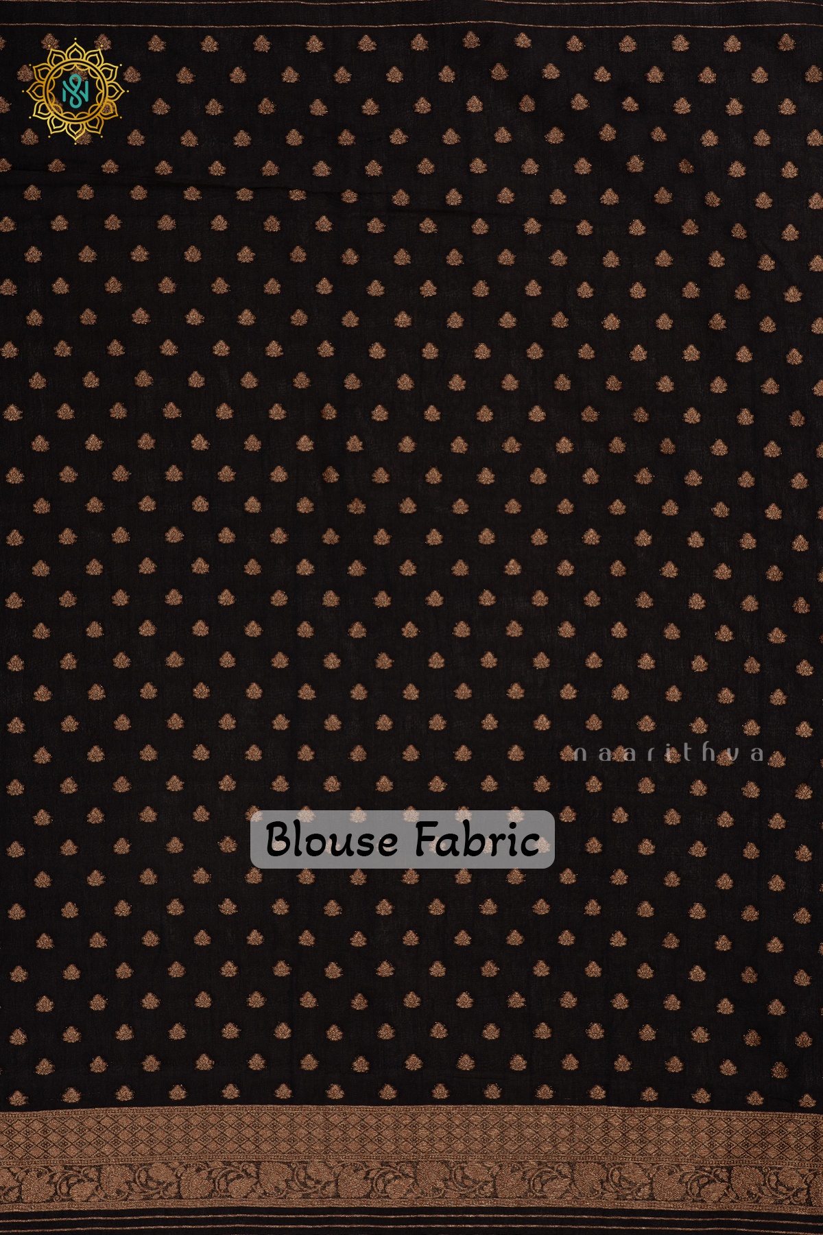 Black - Semi georgette saree with allover zari buttas and zari border