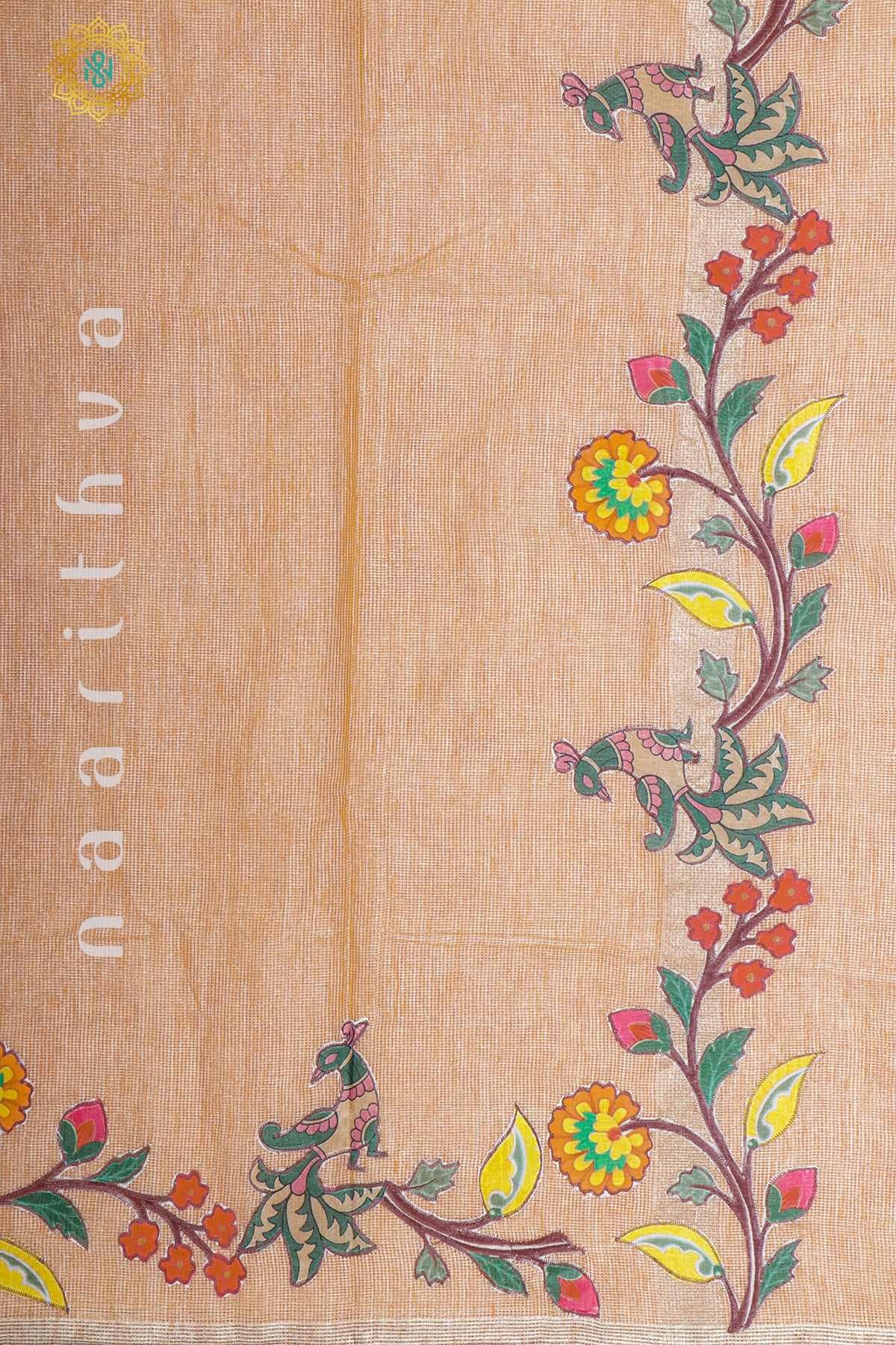 ORANGE - KOTA TISSUE WITH APPLIQUE WORK