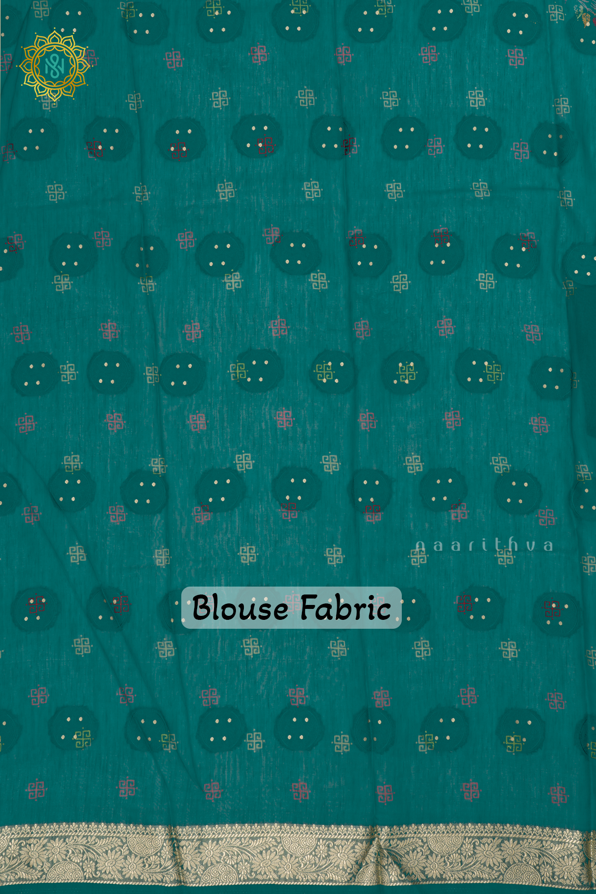 CYAN GREEN - SEMI GEORGETTE PRINTED BODY WITH ZARI BORDER