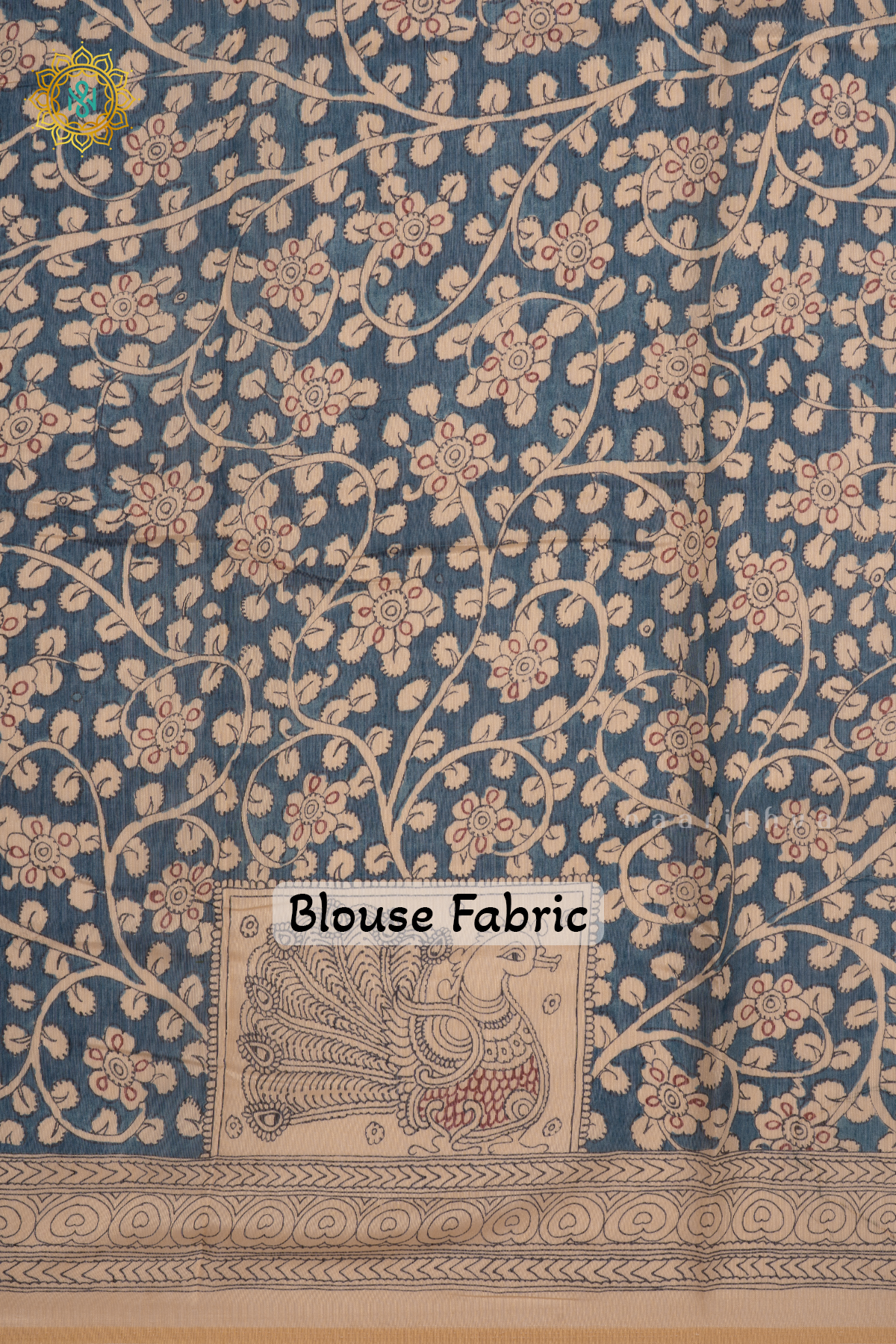 MAROON  WITH BLUE AND OFF WHITE - LINEN BY COTTON