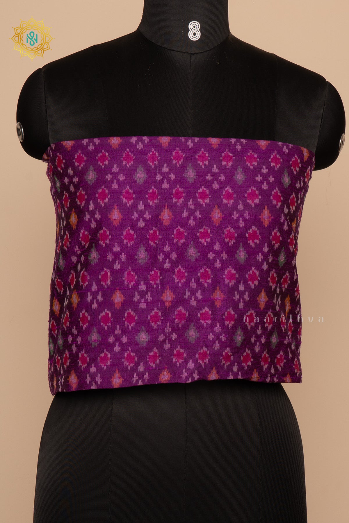 Wine - Ikkat Woven Pure Silk Blouse Fabric