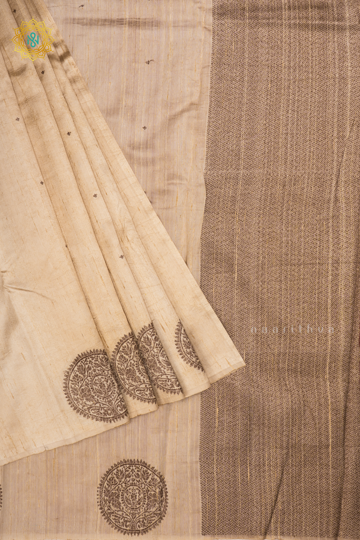 Off White with Red Pure Banarasi Raw Silk Saree With Allover Zari Buttas