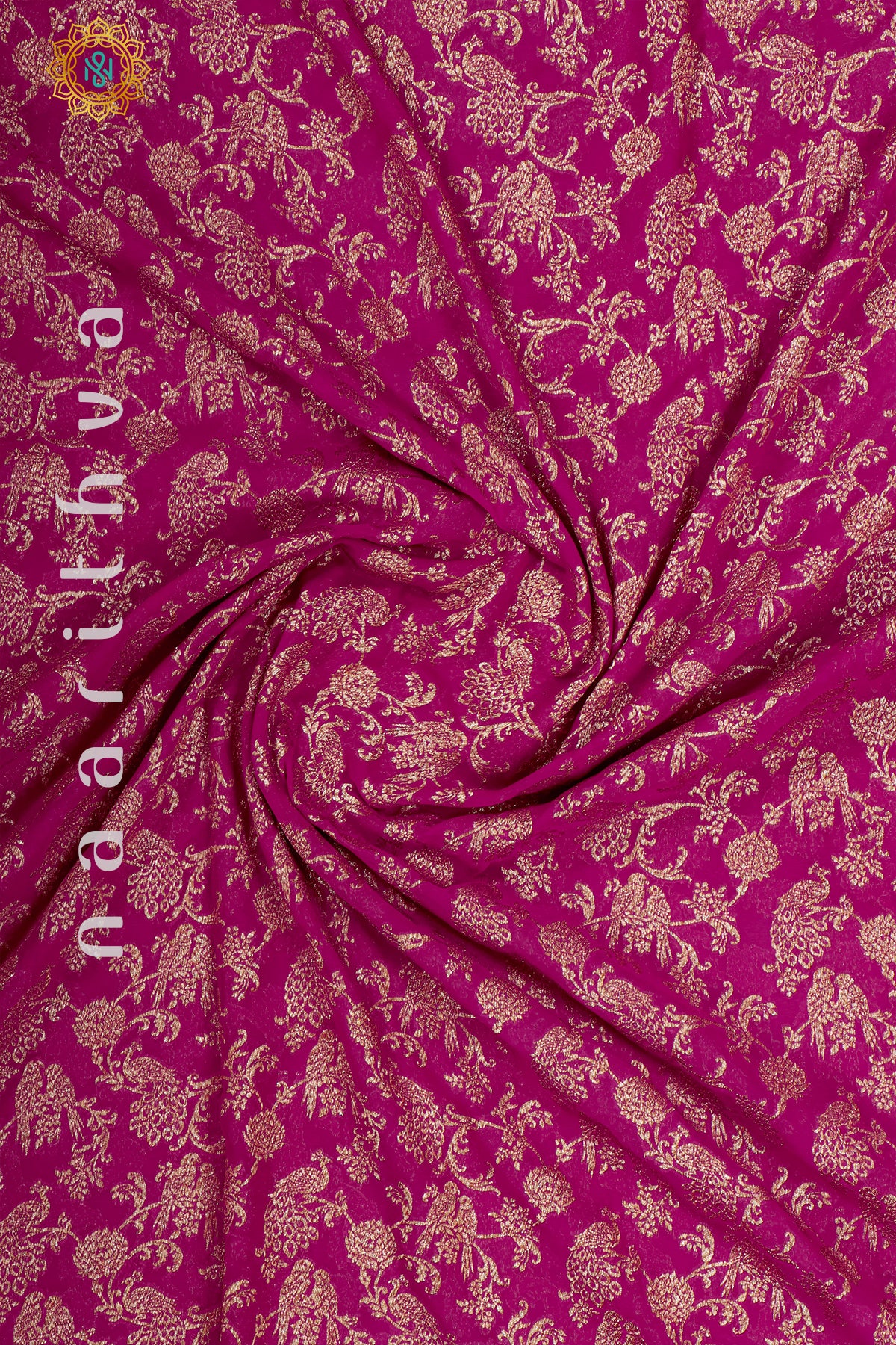 PINK WITH PURPLE - PURE HANDLOOM KHADDI GEORGETTE BANARAS