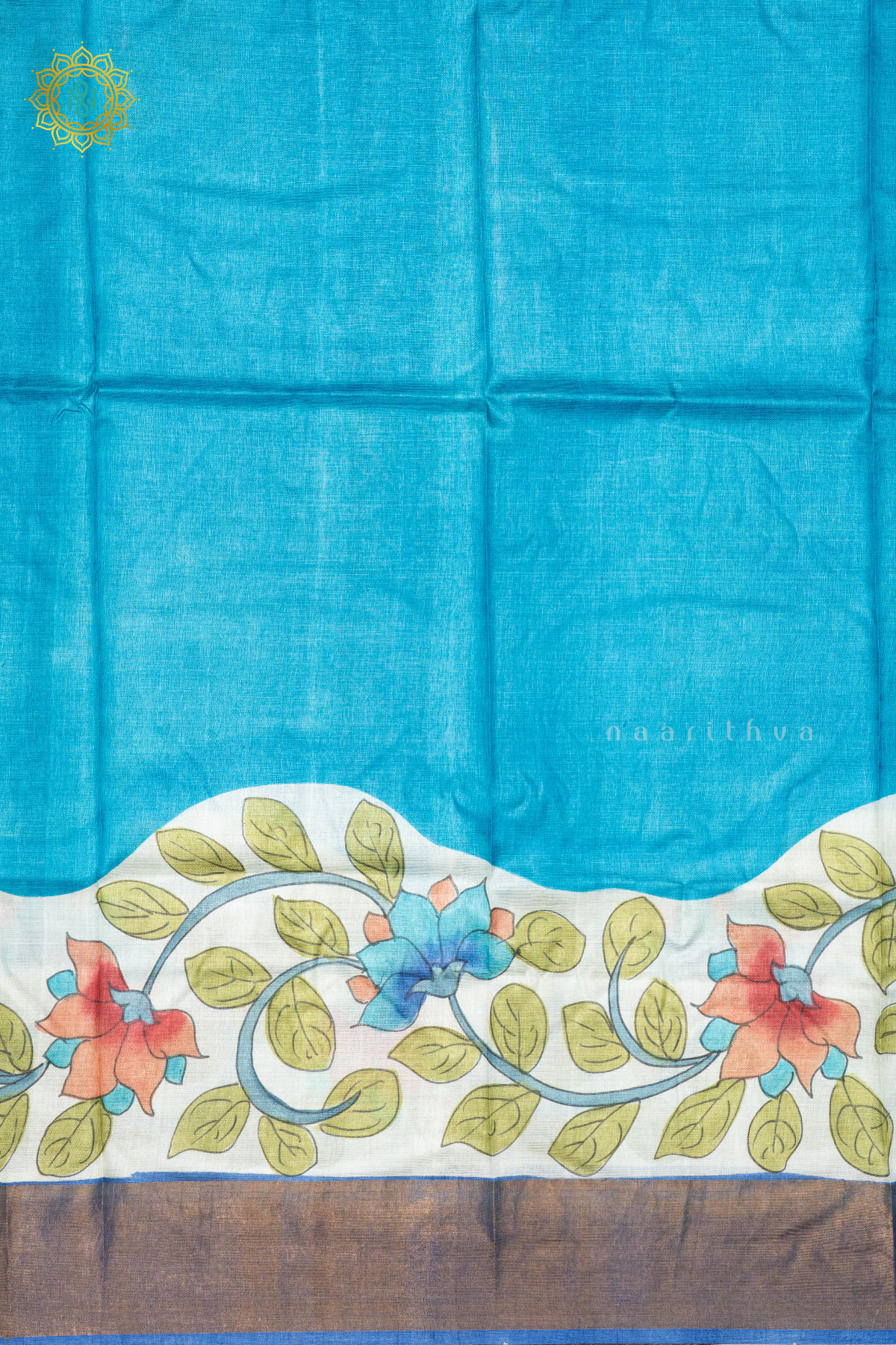 SKY BLUE WITH BLUE - PURE TUSSAR SILK