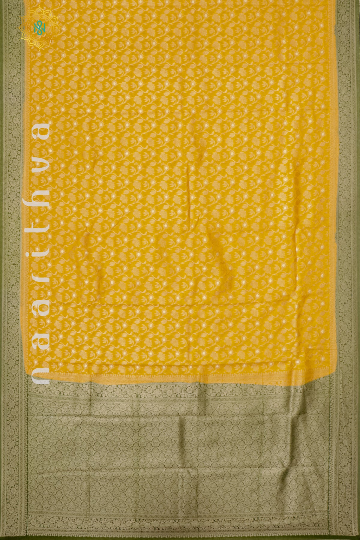 YELLOW WITH GREEN - SEMI TISSUE GEORGETTE