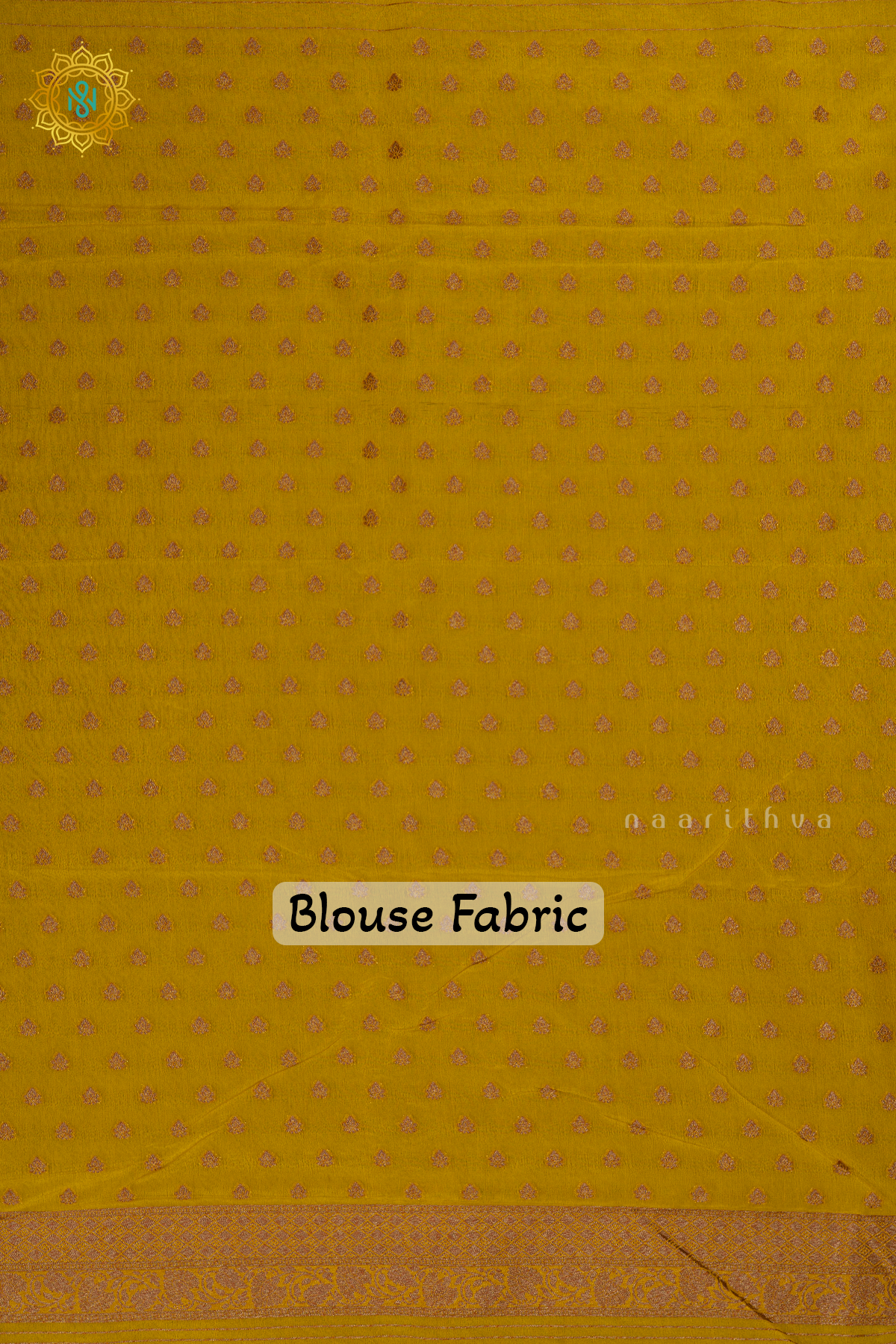 Yellow - Semi georgette saree with allover zari buttas and zari border