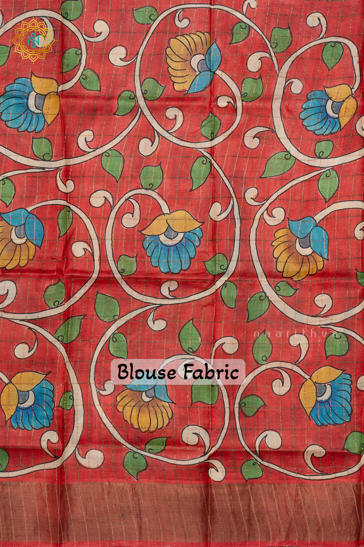 BEIGE WITH RED - PURE TUSSAR SILK