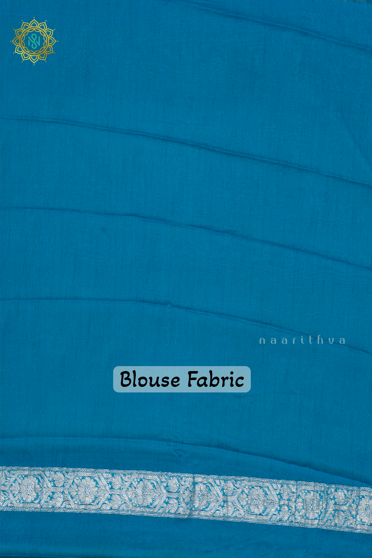 ORANGE WITH SKY BLUE - PURE BANARASI CHIFFON