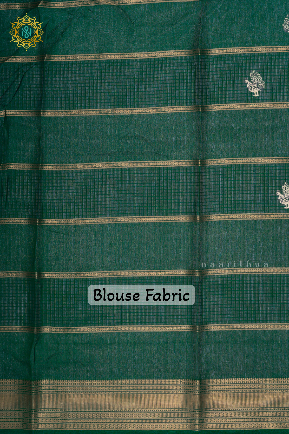 Bottle Green - Semi Georgette Saree Allover Printed Buttas And Zari Border