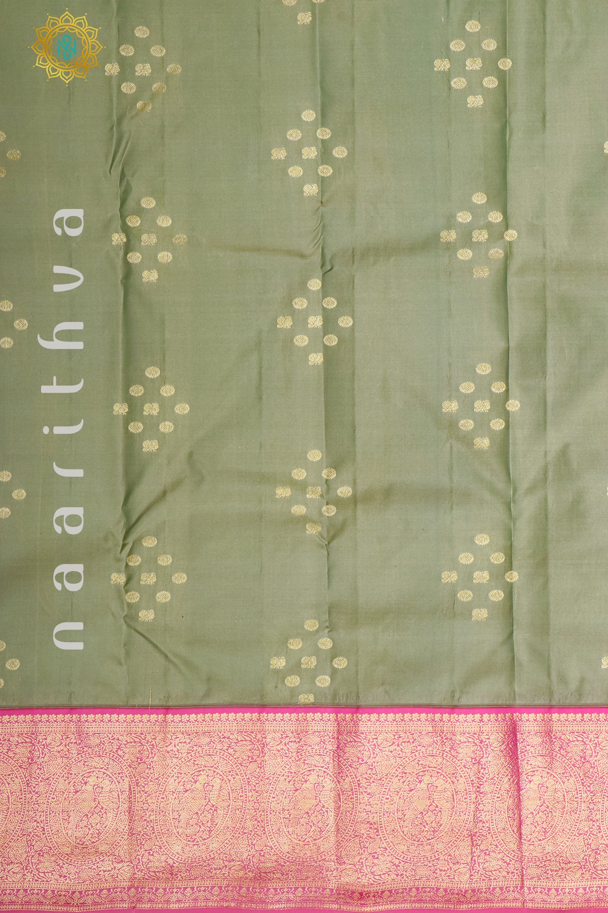 PISTA GREEN WITH PINK - PURE KANJIVARAM SILK