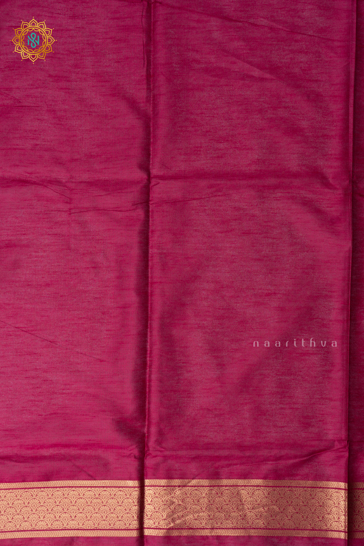 Peacock Green With Pink Semi Raw Silk Saree Zari Buttas On The Body With Contrast Zari Border & Pallu
