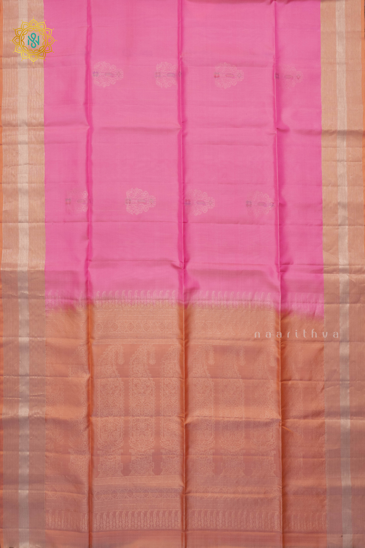 LIGHT PINK WITH PEACHISH ORANGE - KANJIVARAM PURE MIX SOFT SILK