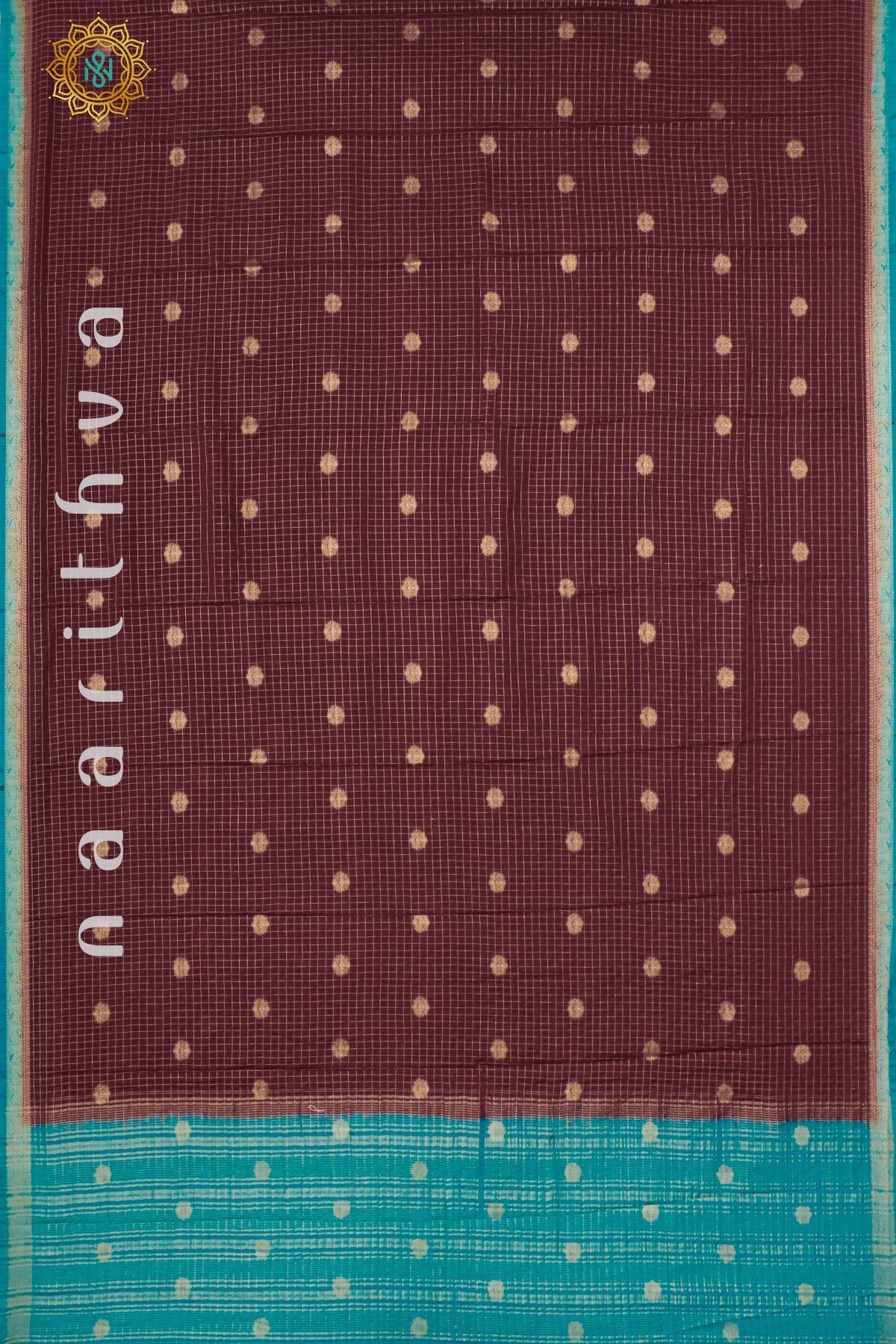 BROWN WITH SKY BLUE - SEMI MYSORE CREPE SILK