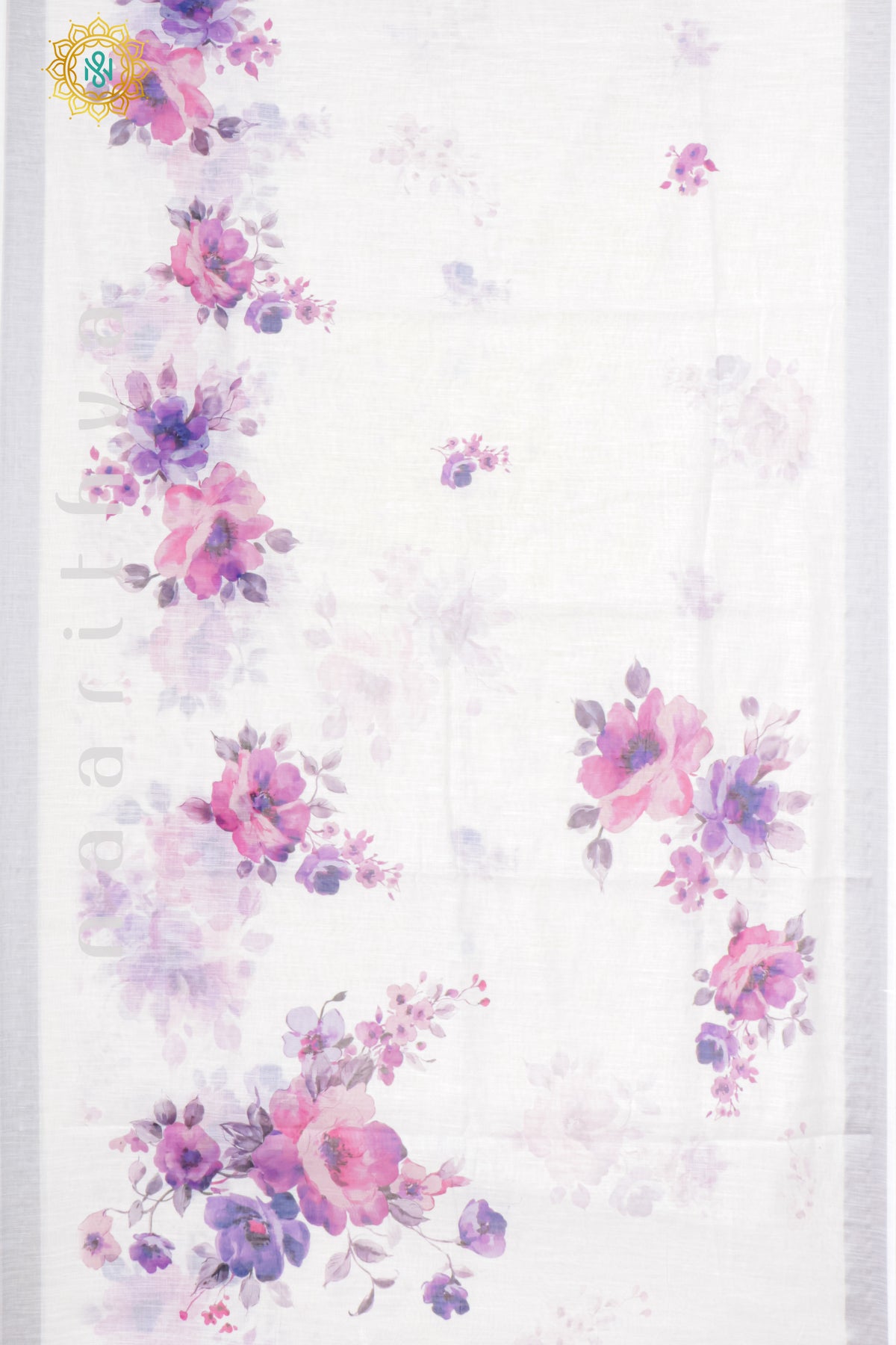 WHITE WITH PURPLE - LINEN BY COTTON