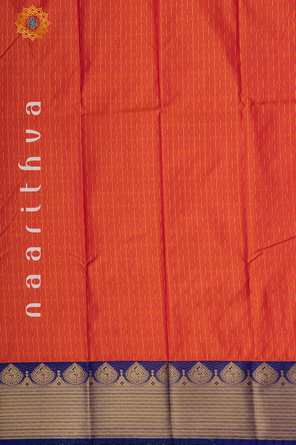 DUAL SHADE OF ORANGE WITH BLUE - SEMI KANCHI